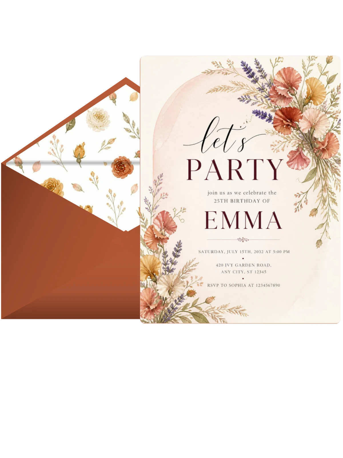 Terracotta Arch Wash 25th Birthday Invitation