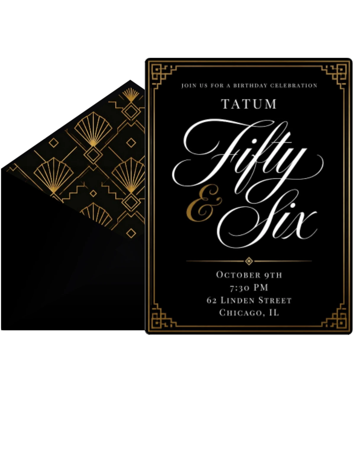 Art Deco 56th Birthday Invitation