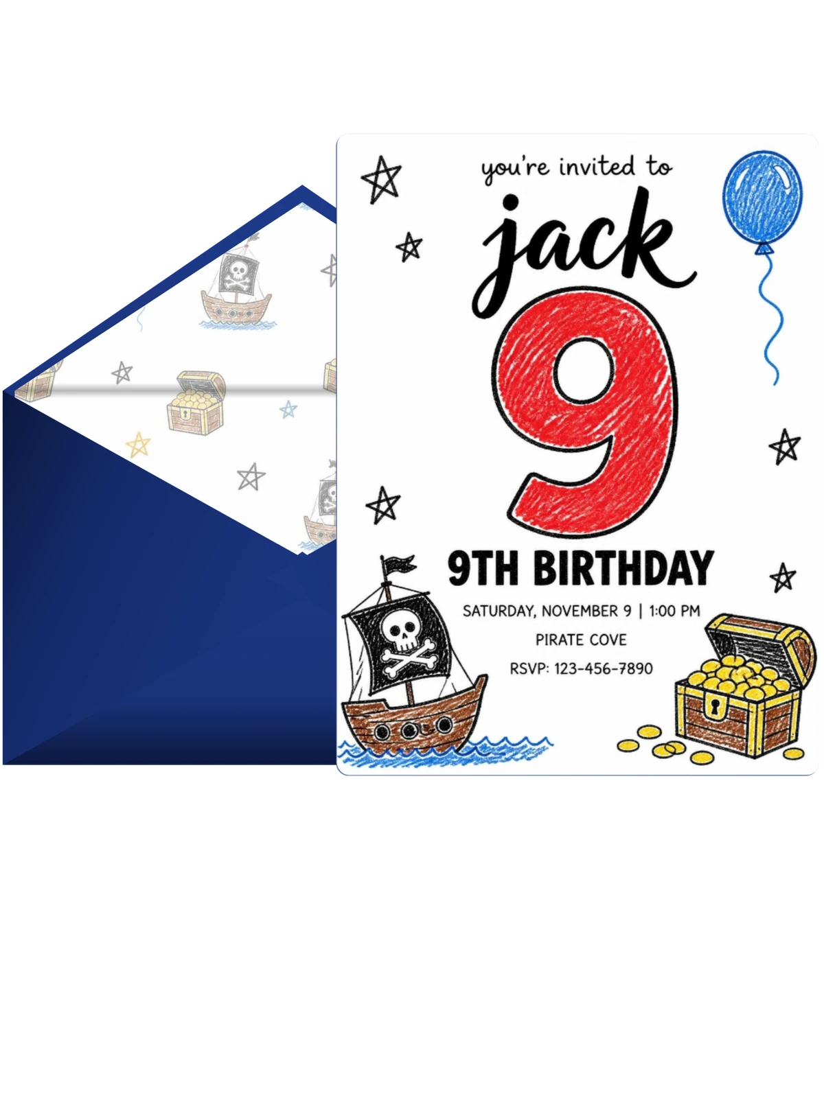 Crayon Pirate Ship 9th Birthday