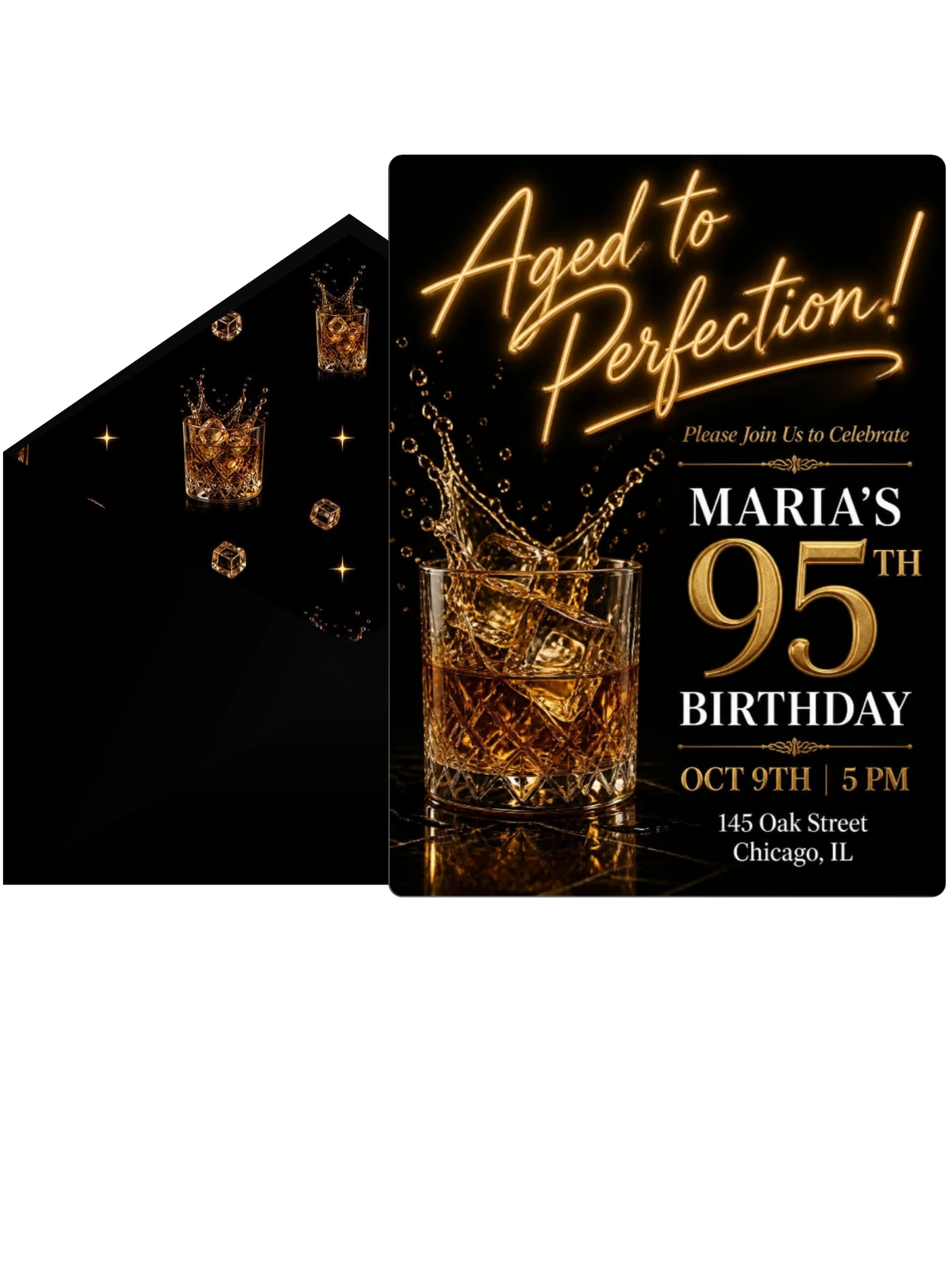 Whiskey Glass 95th Birthday Invitation