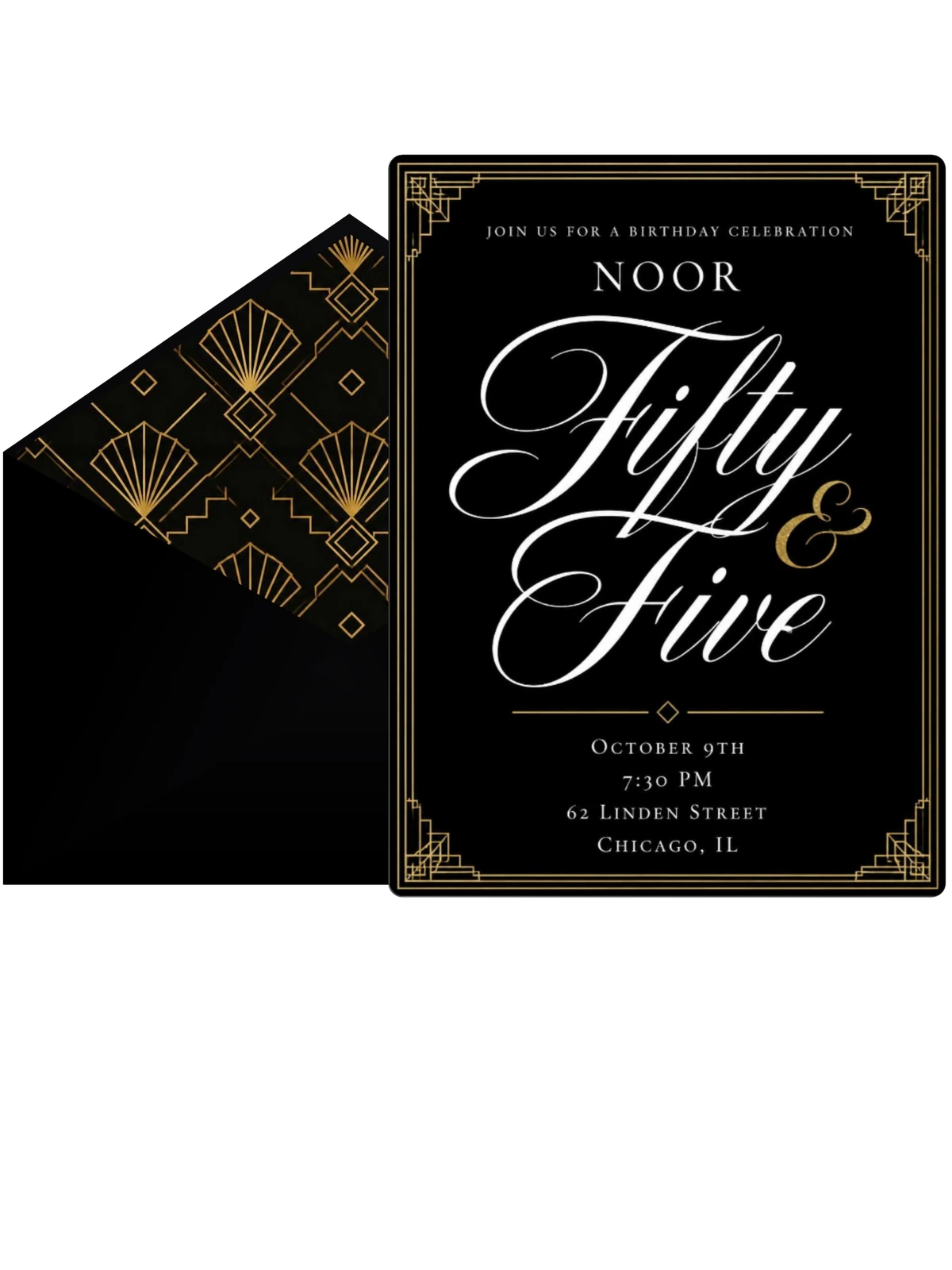 Art Deco 55th Birthday Invitation