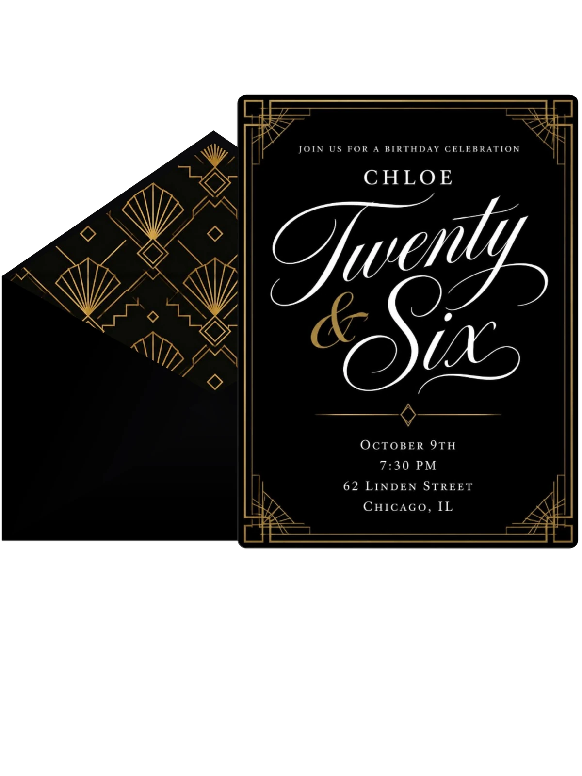 Art Deco 26th Birthday Invitation