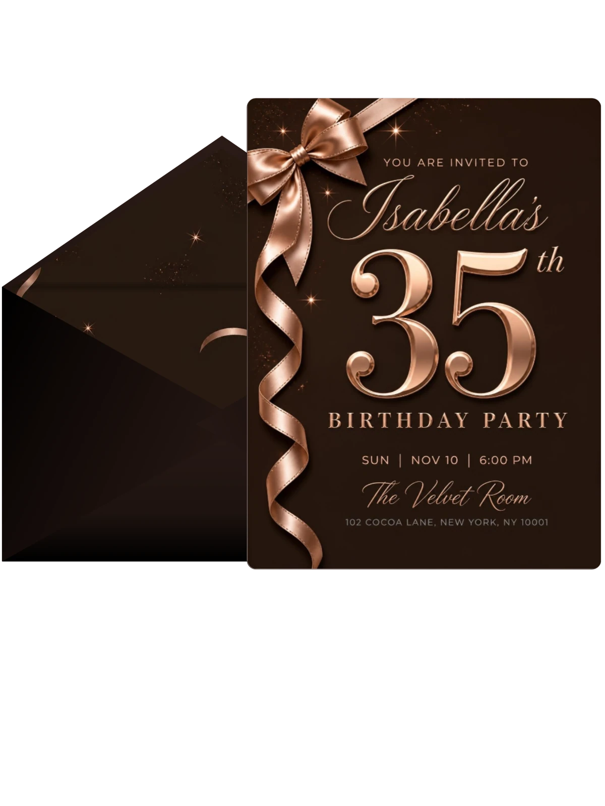 Rose Gold Ribbon Chocolate 35th Birthday