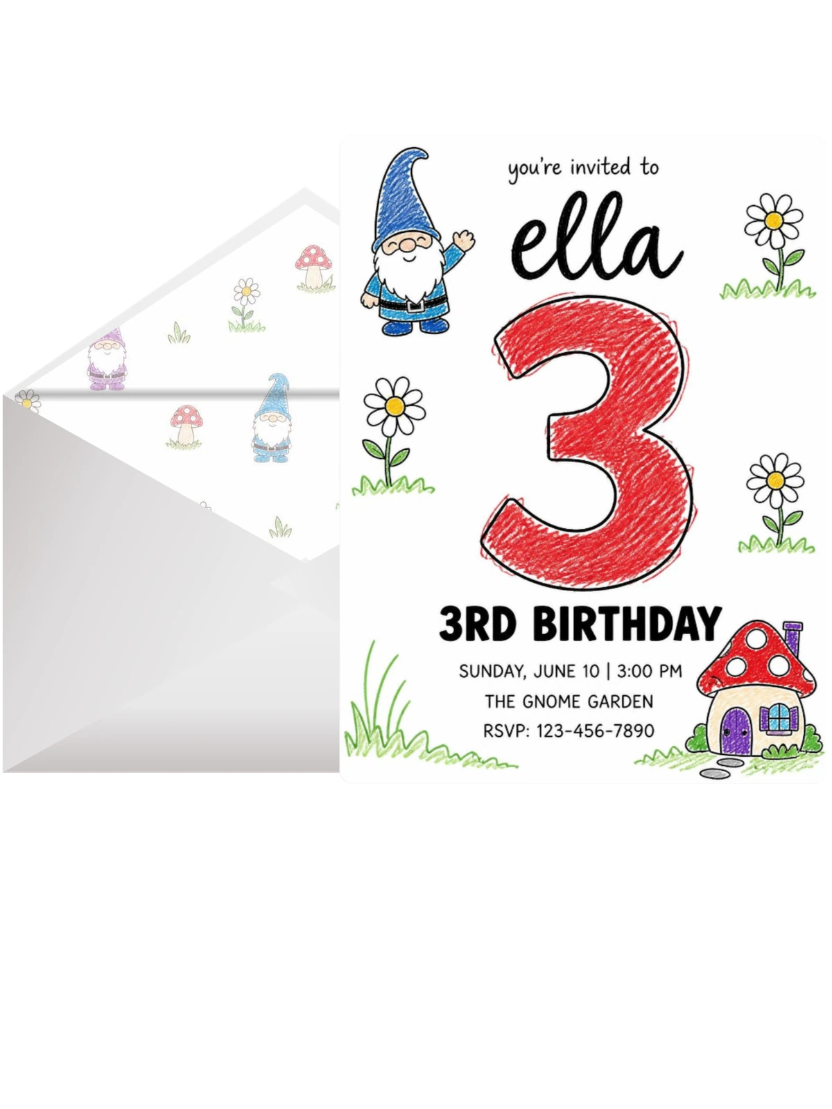 Crayon Gnome Mushroom 3rd Birthday