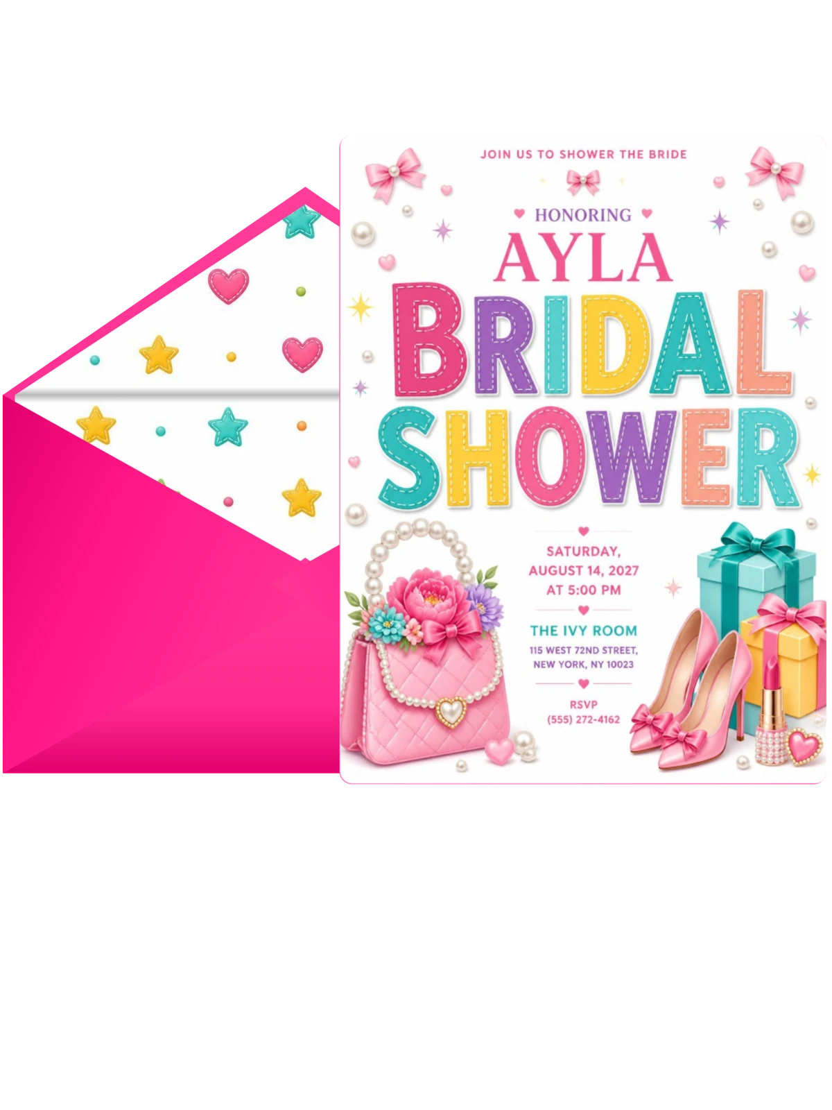 Pink Quilted Bridal Shower Invitation