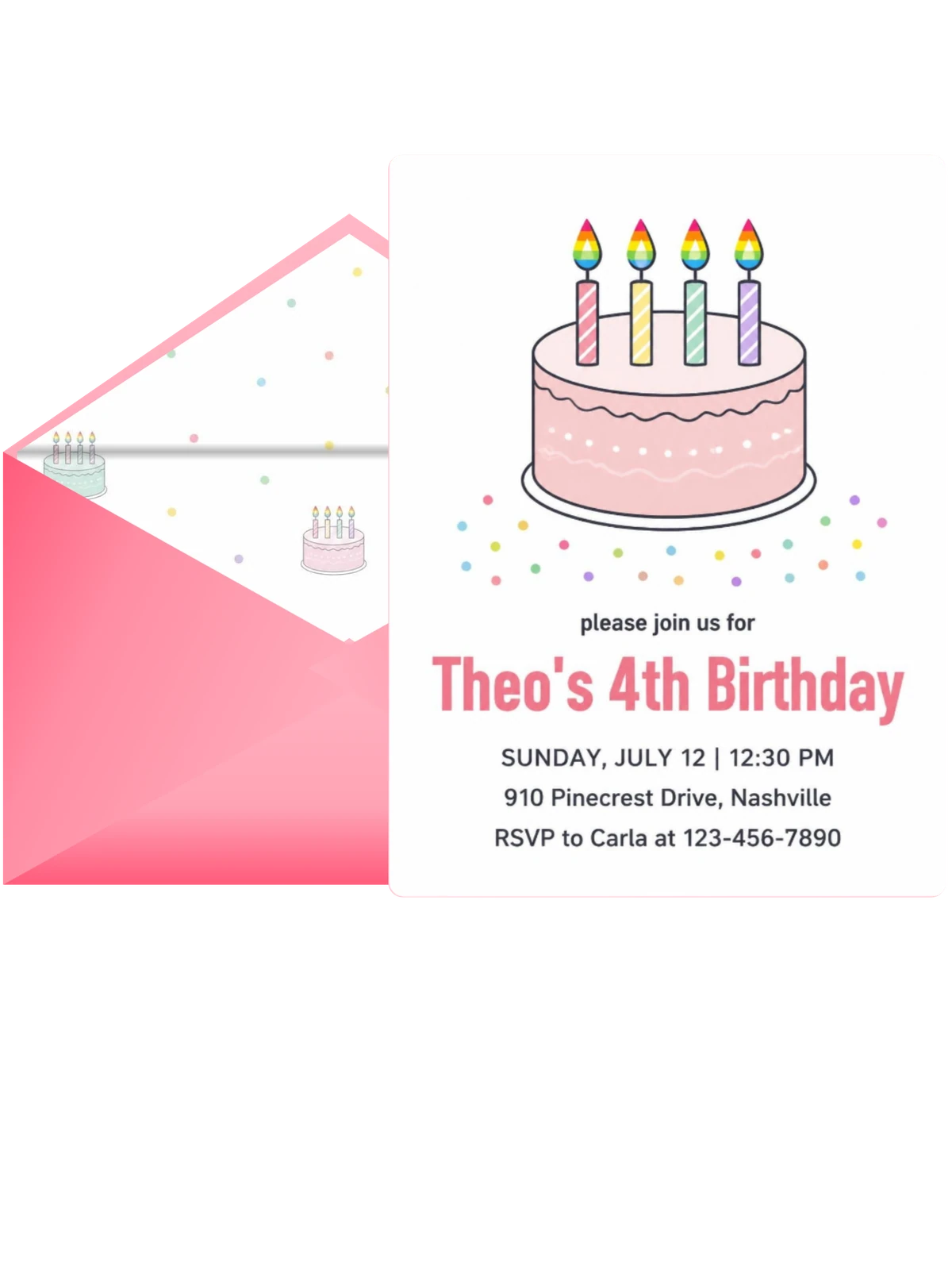 Pink Cake Rainbow Candle 4th Birthday
