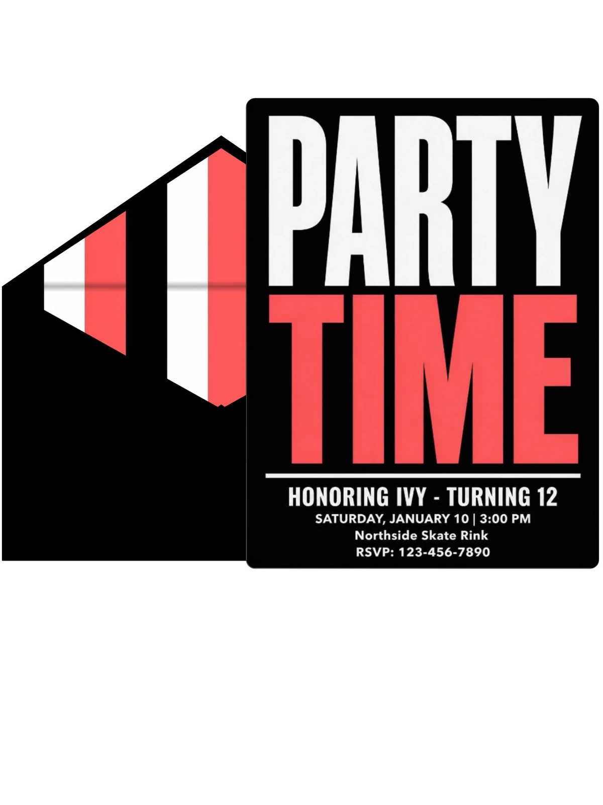 Black and Coral Bold Typography Birthday