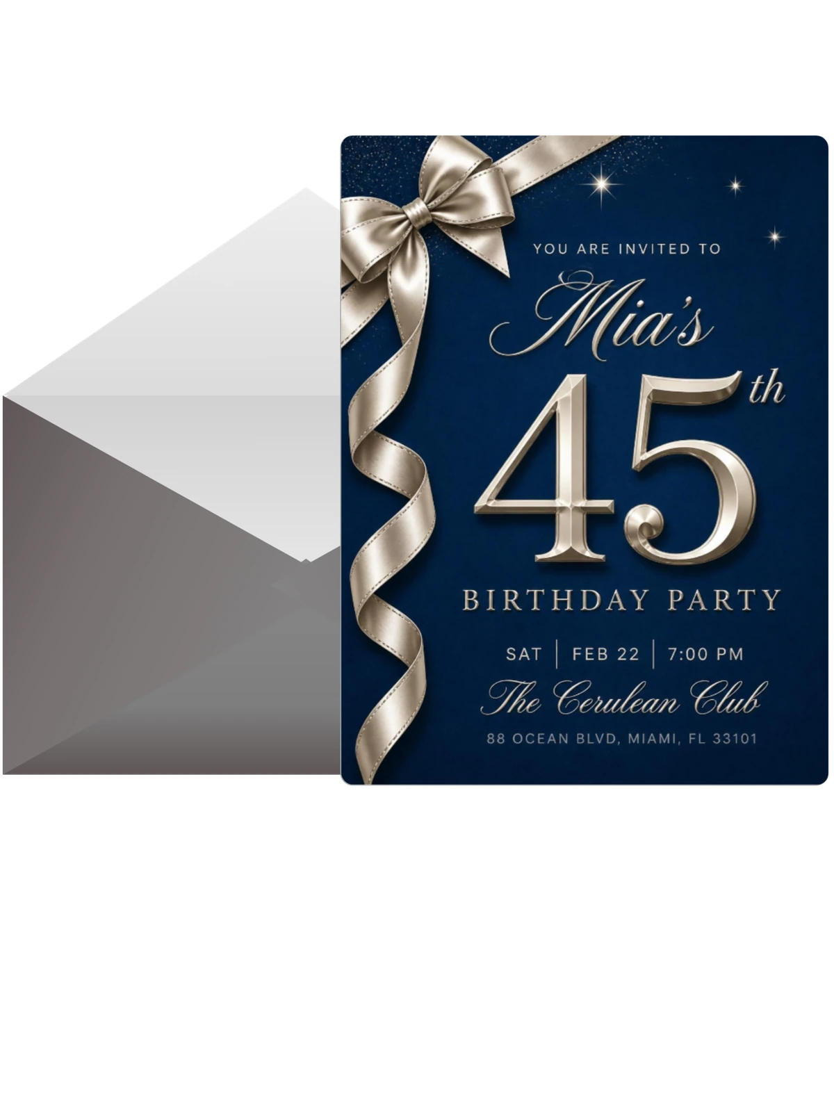 Navy Gold Ribbon 45th Birthday