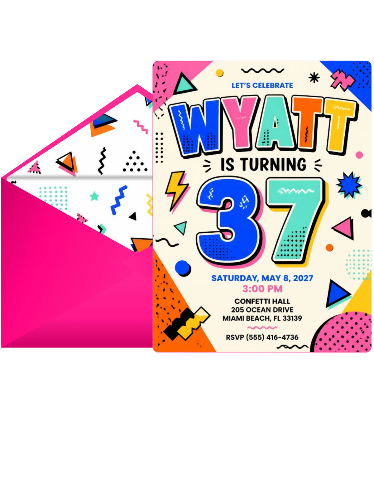 Memphis Pop 37th Birthday Invitation