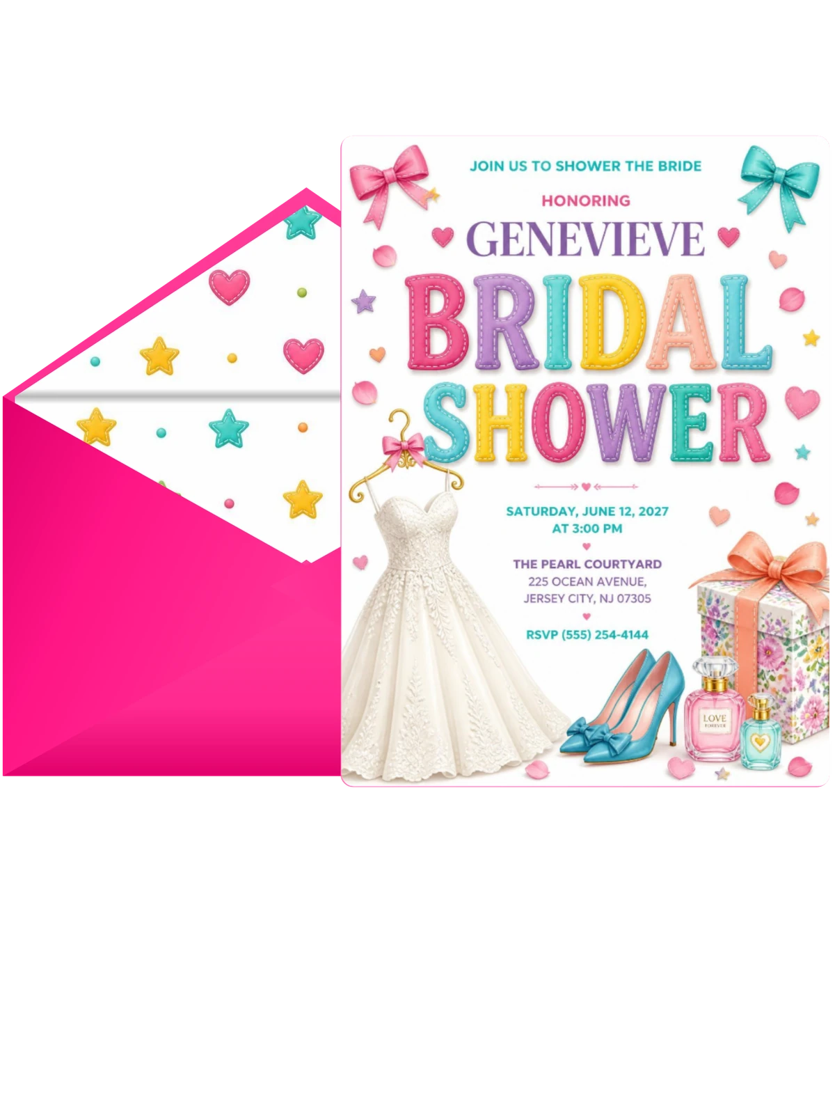 Satin Bows Bridal Shower Invitation