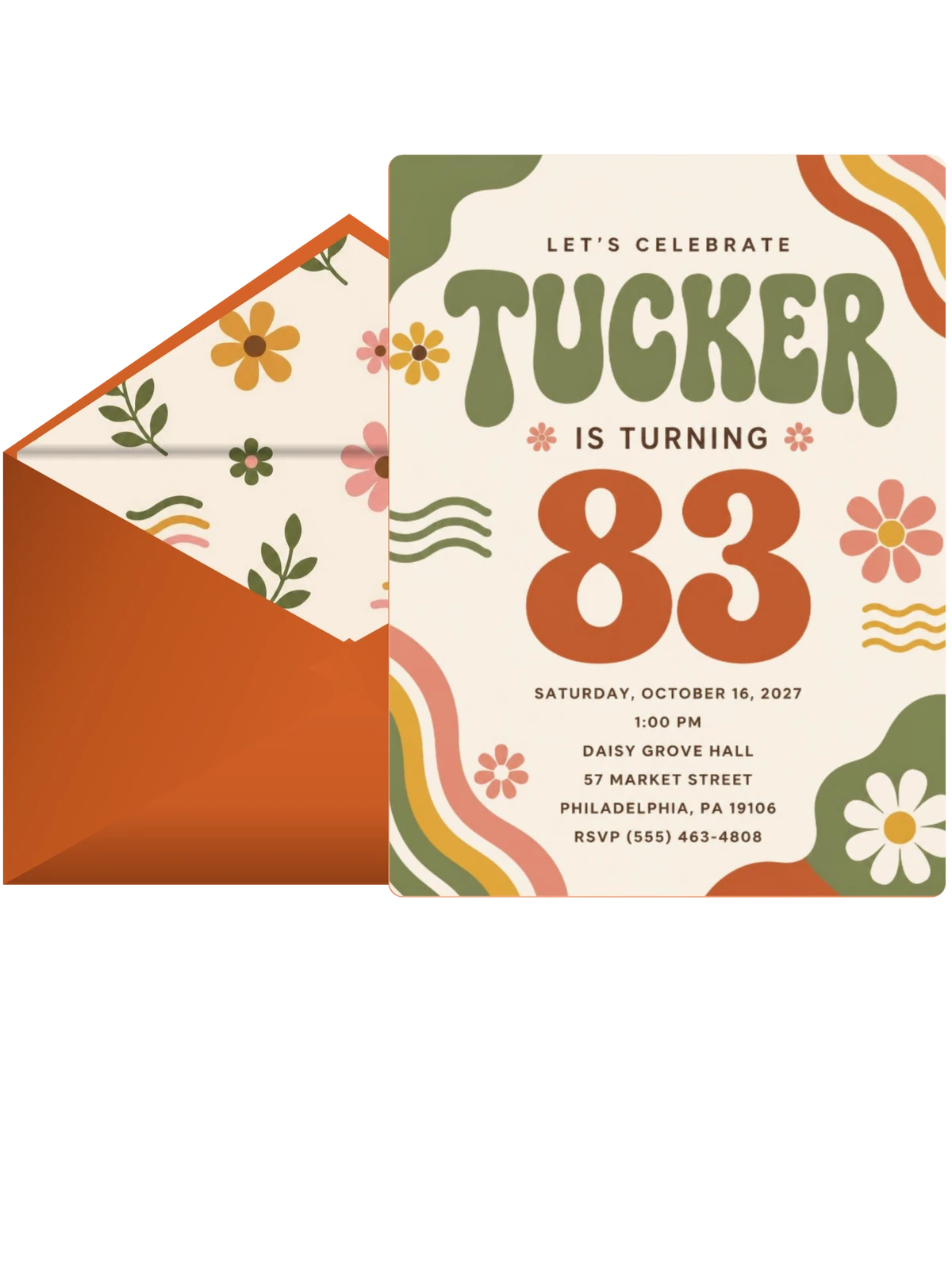 Groovy Retro 83rd Birthday Invitation