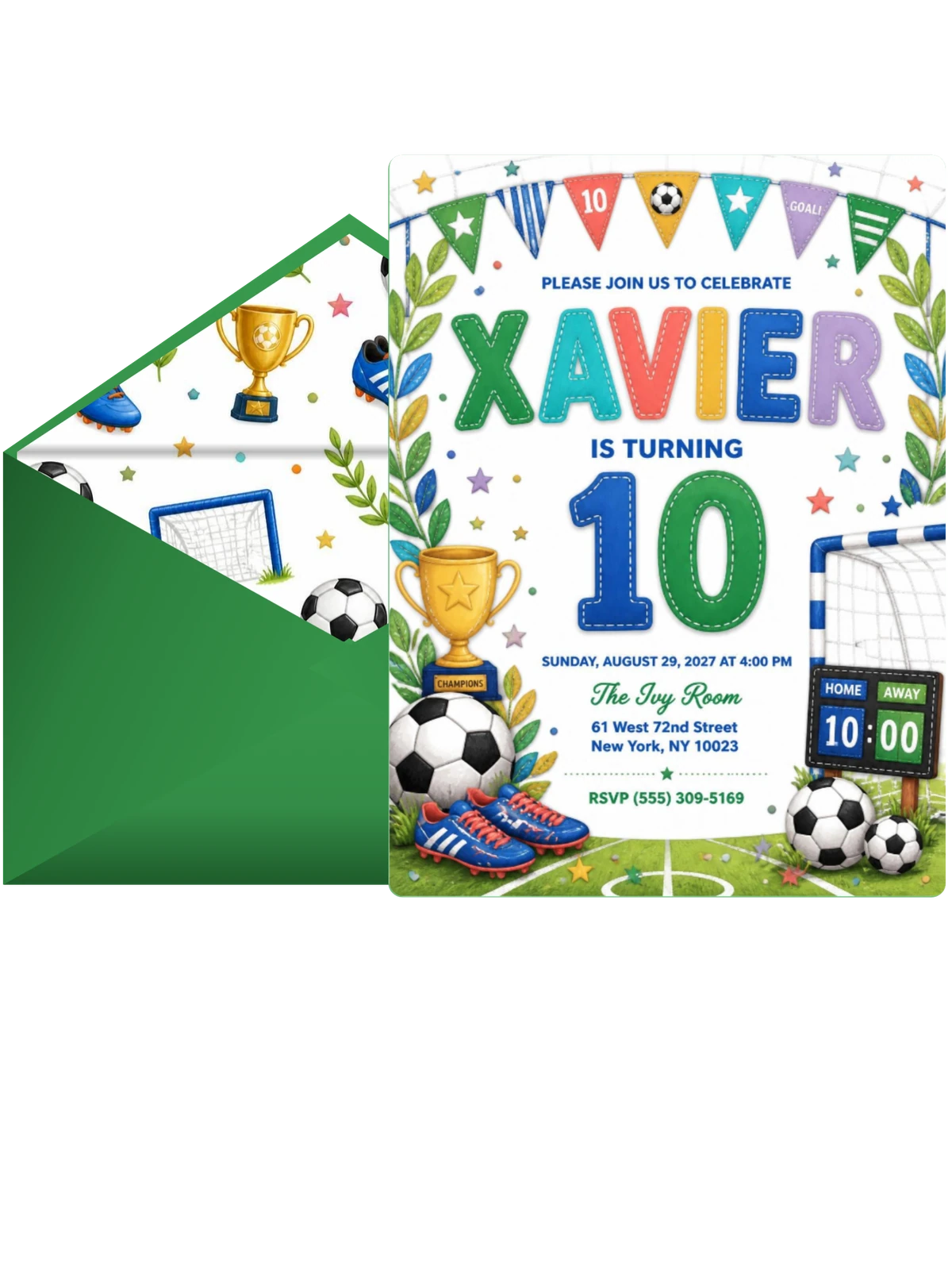 Stitched Soccer 10th Birthday Invitation