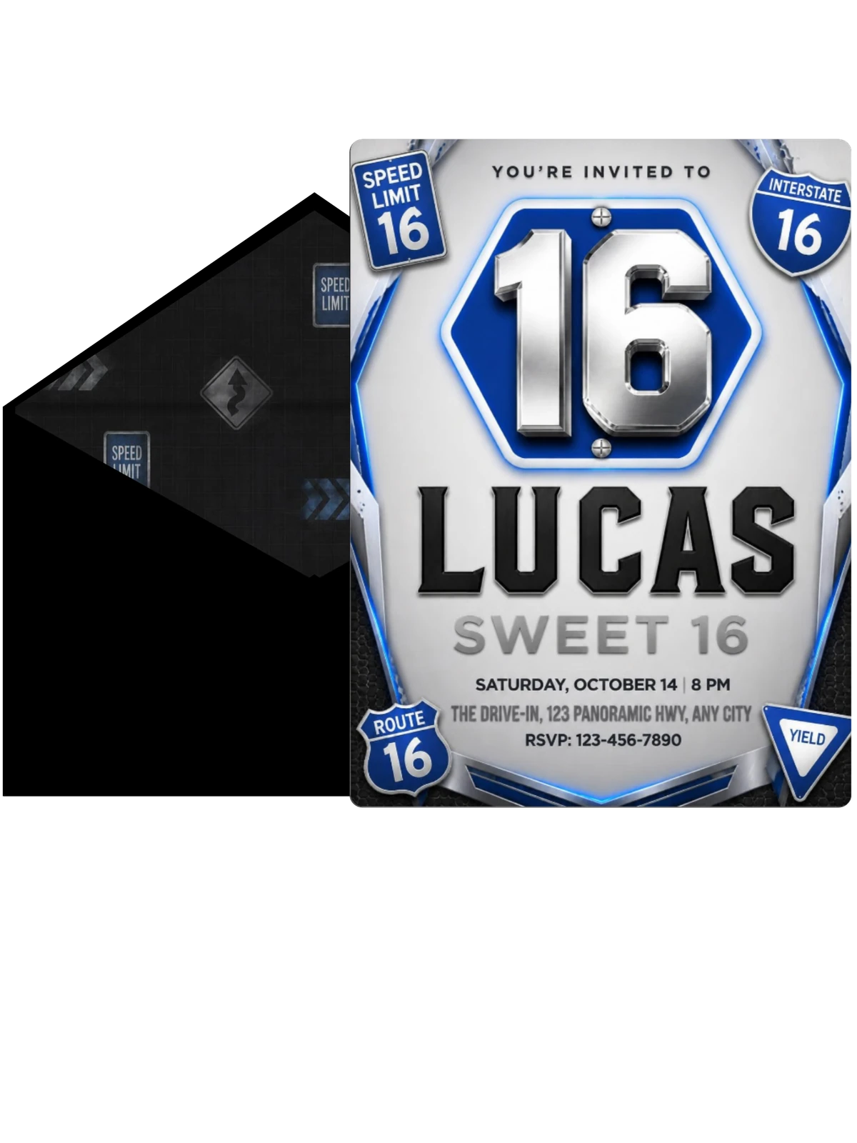 Chrome Road Sign Sweet 16