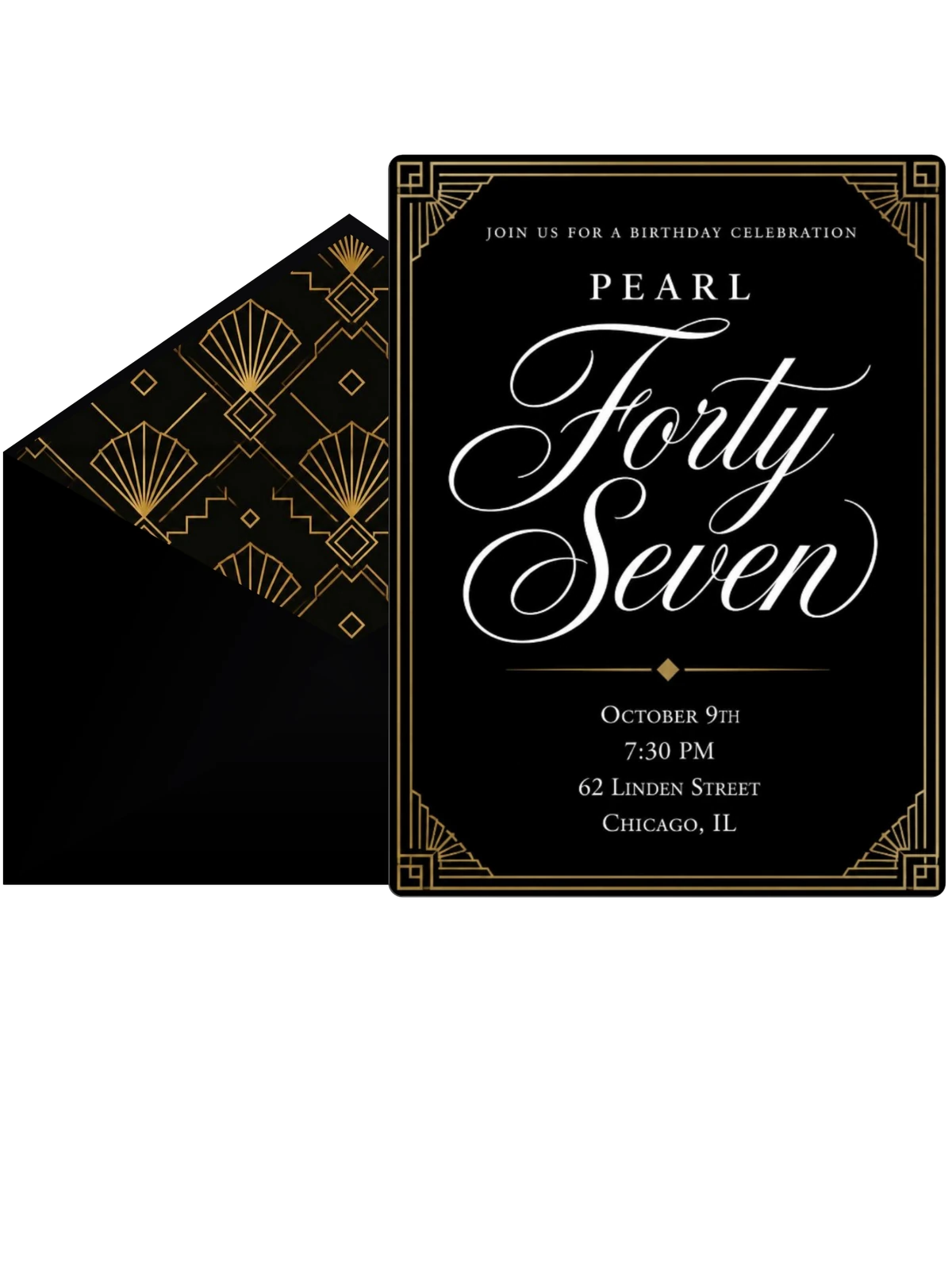 Art Deco 47th Birthday Invitation