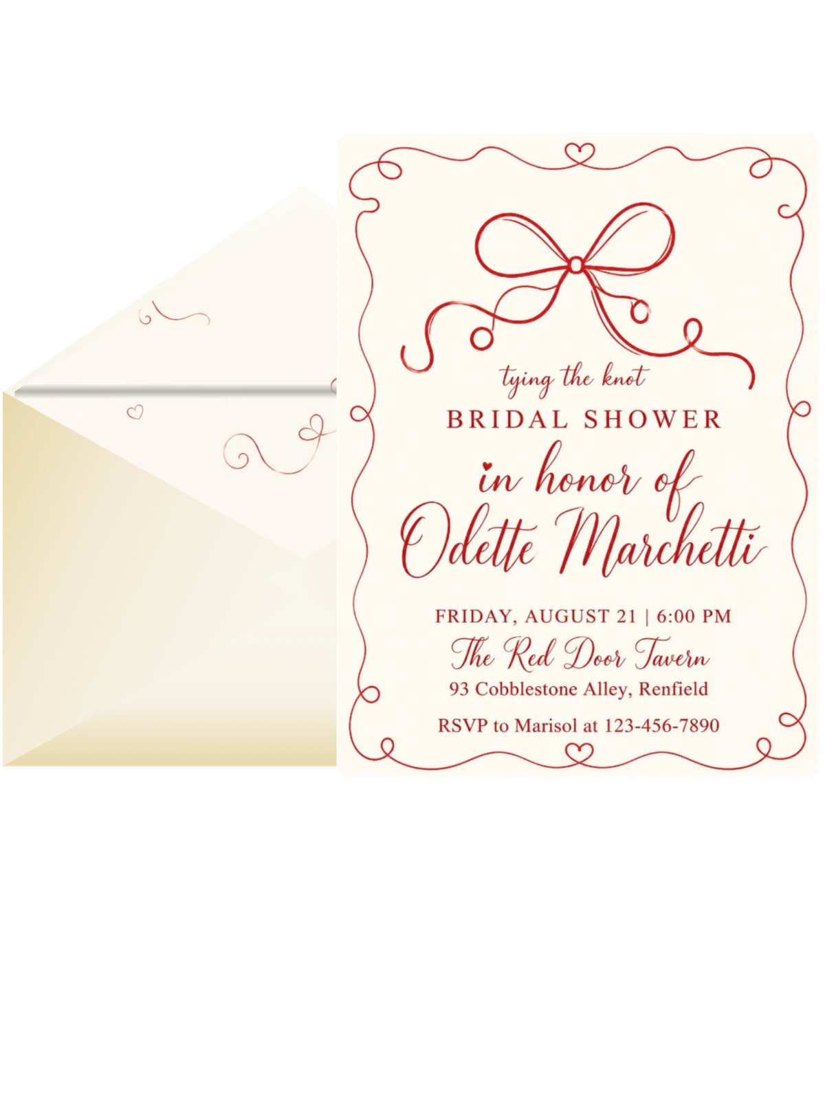 Red Ribbon Illustrated Bridal Shower