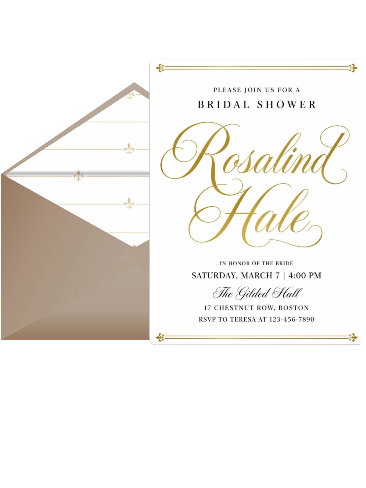 Gold Calligraphy Minimalist Bridal Shower