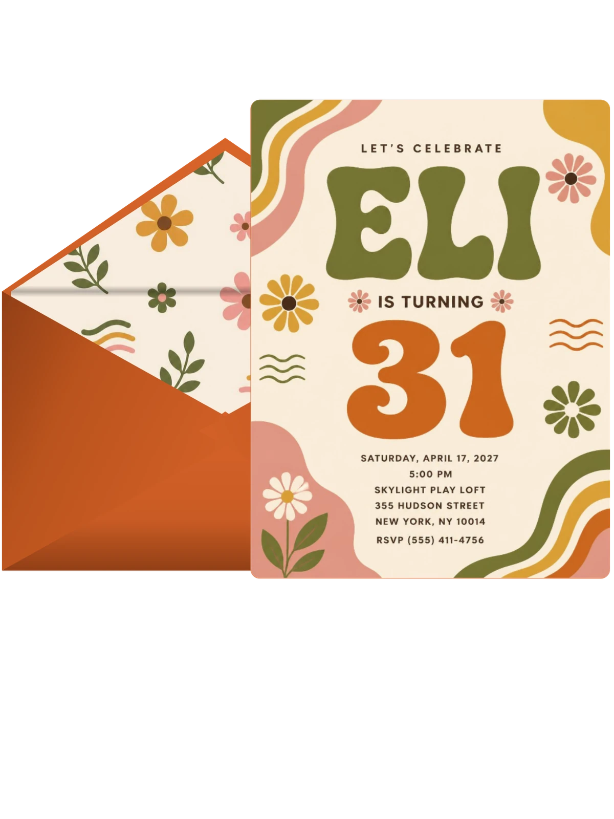 Groovy Retro 31st Birthday Invitation