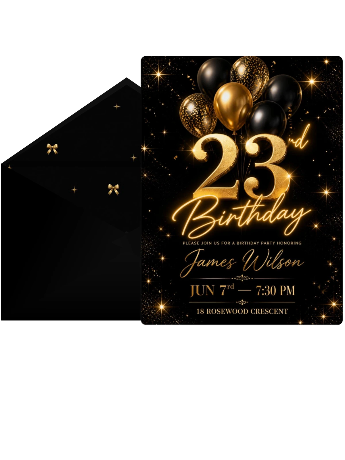 Black and Gold Balloon 23rd Birthday