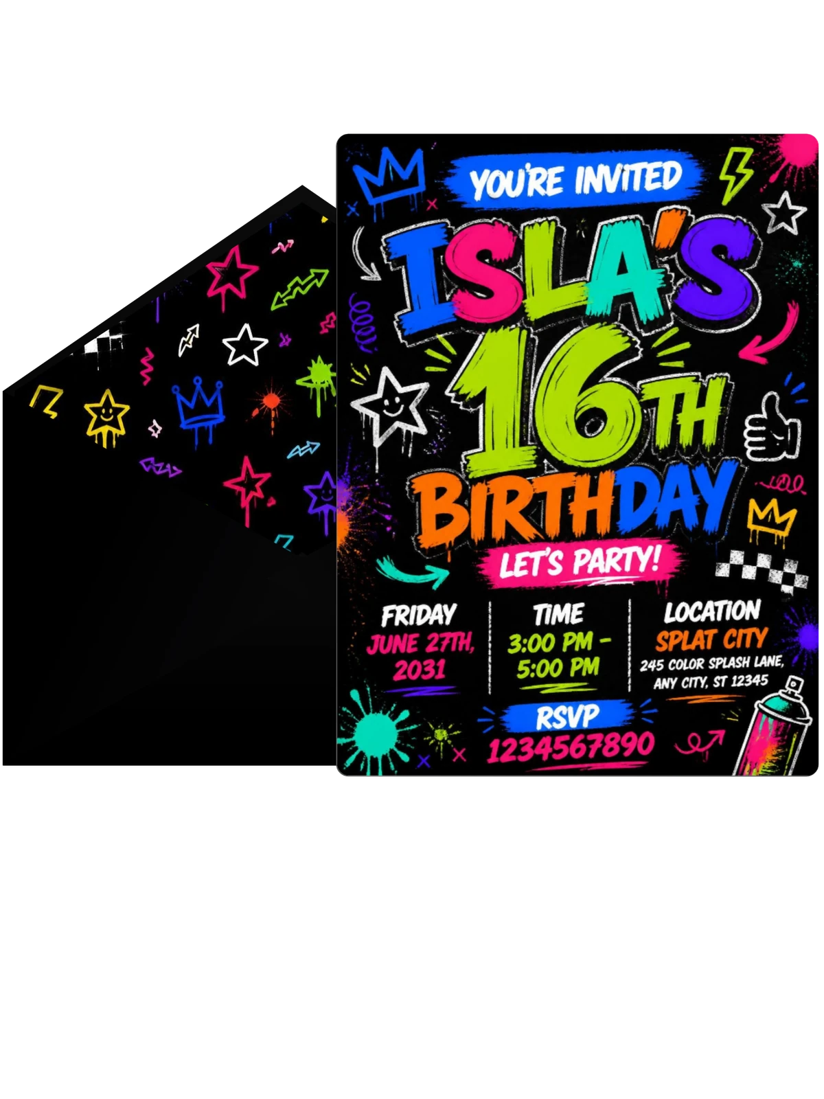 Graffiti Street Art 16th Birthday Invitation