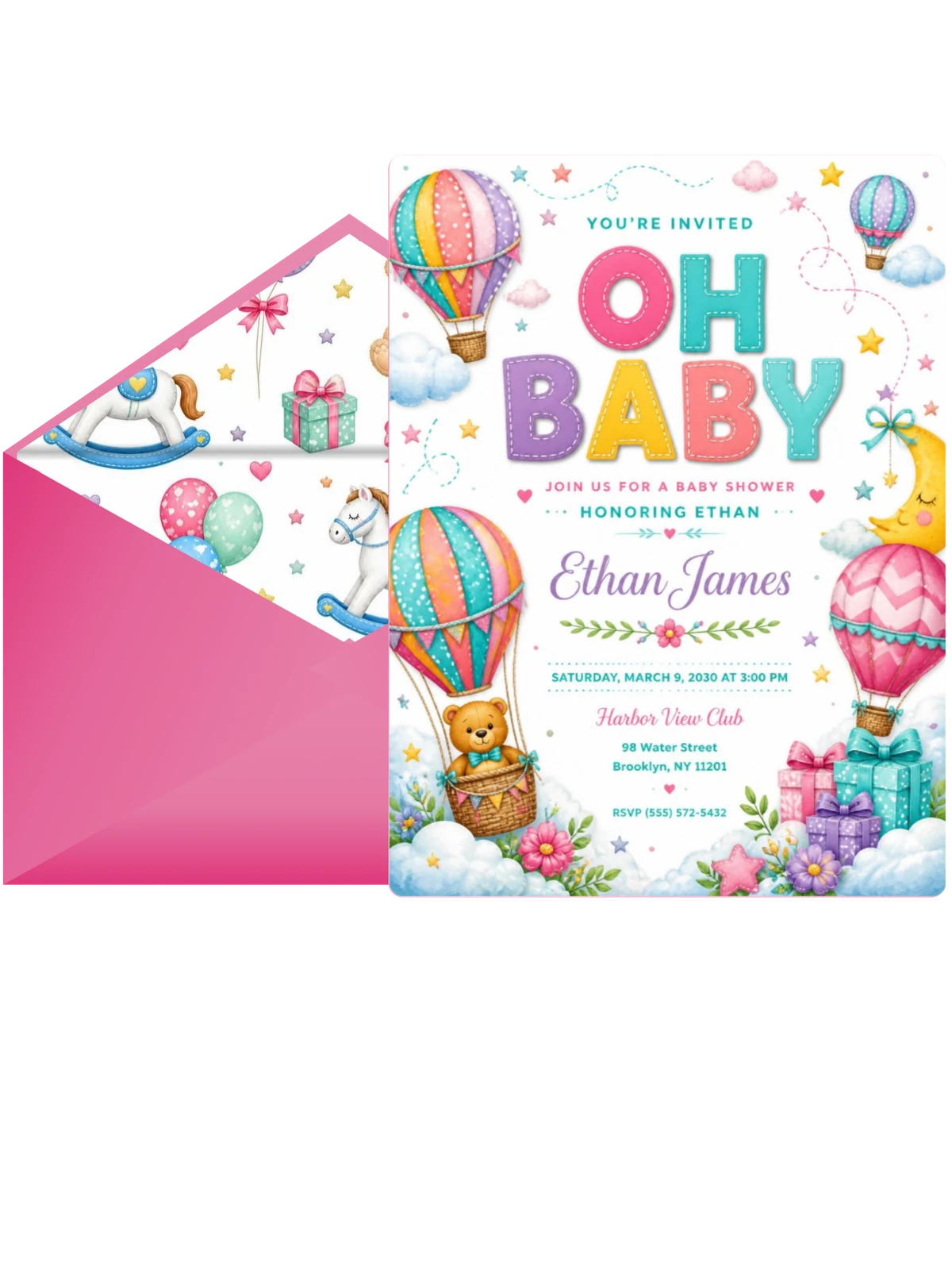 Moon Stars Baby Shower Invitation