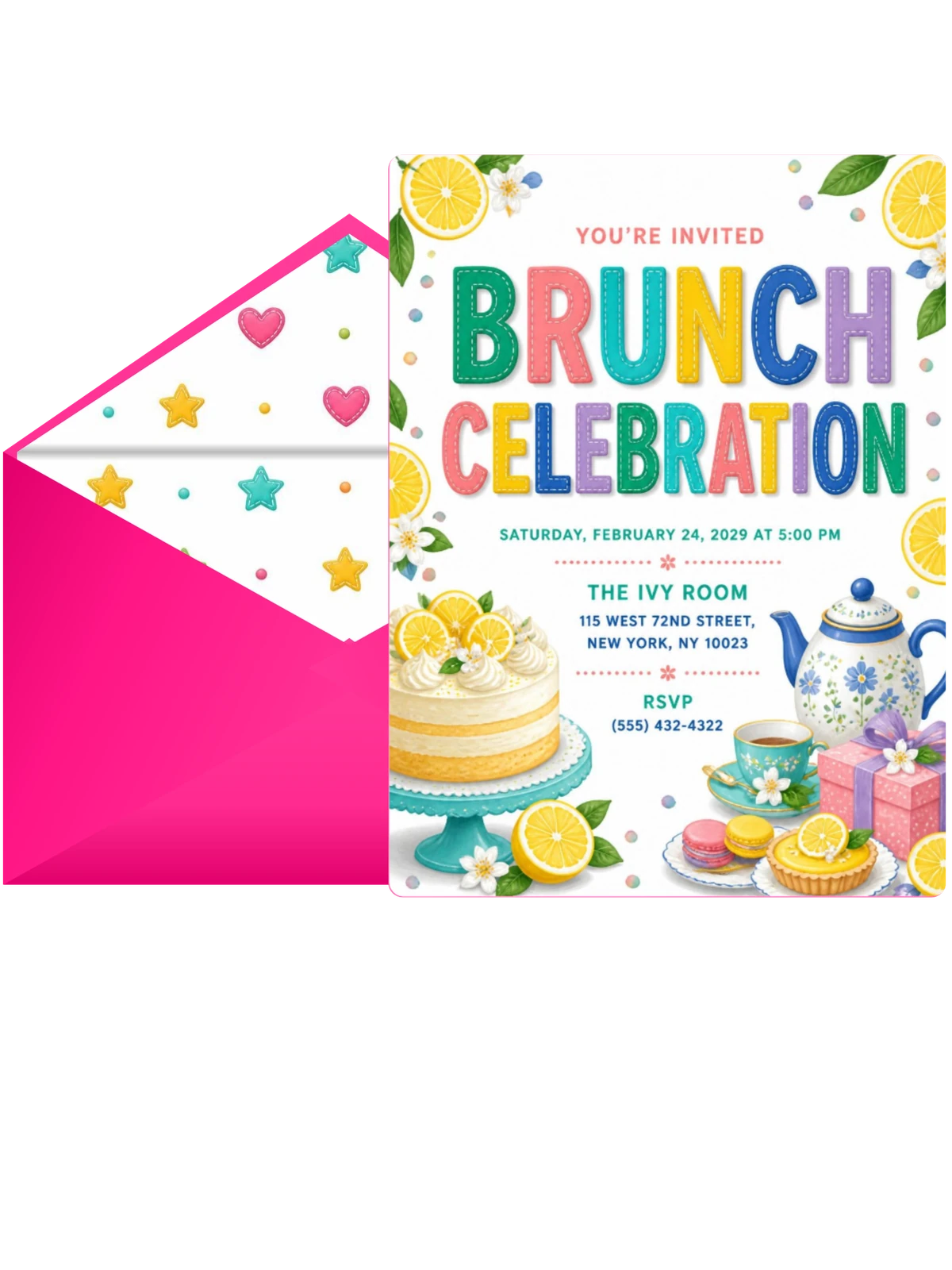 Lemon Leaf Brunch Celebration Invitation