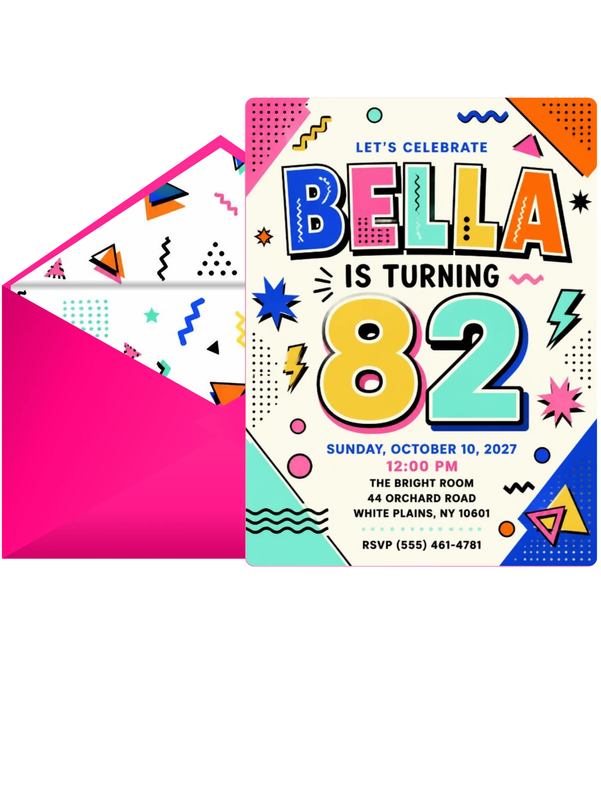 Memphis Pop 82nd Birthday Invitation