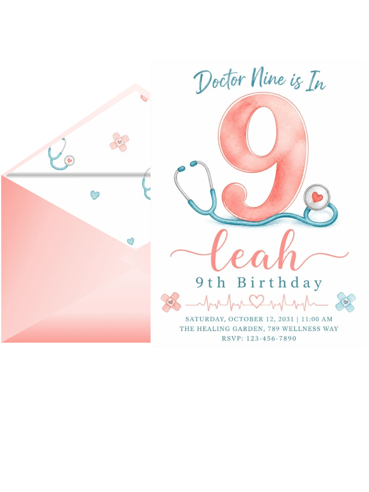 Watercolor Medical Motif 9th Birthday