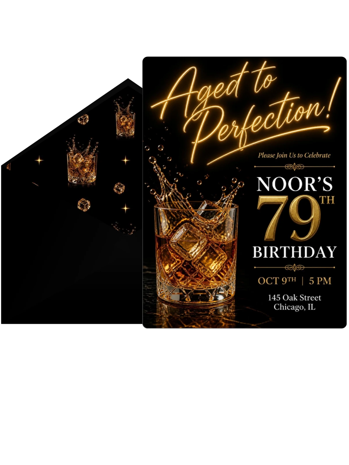 Whiskey Glass 79th Birthday Invitation