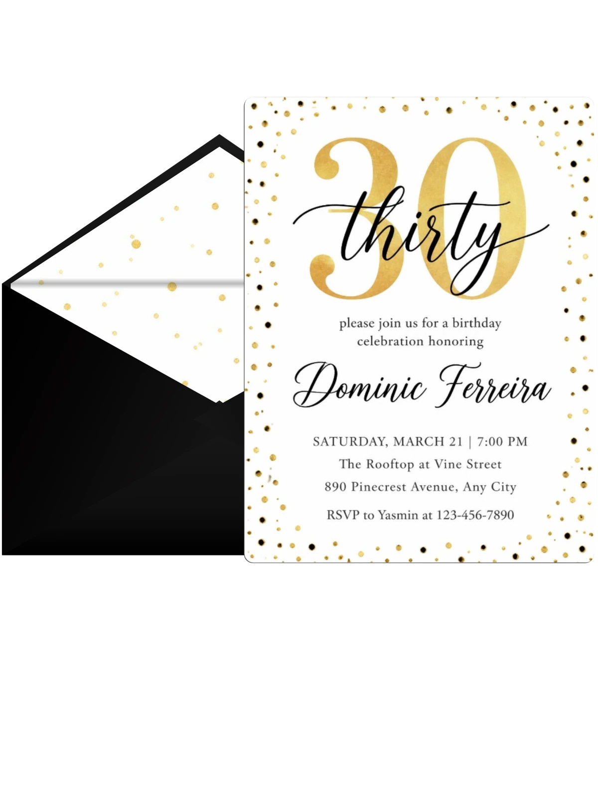 Gold Confetti Modern 30th Birthday