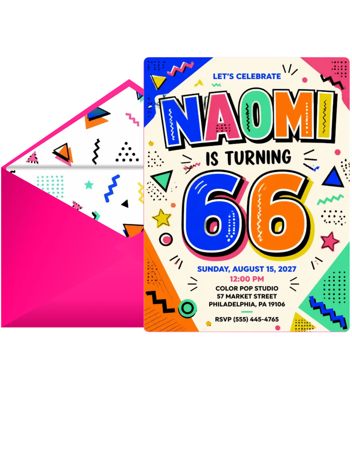 Memphis Pop 66th Birthday Invitation