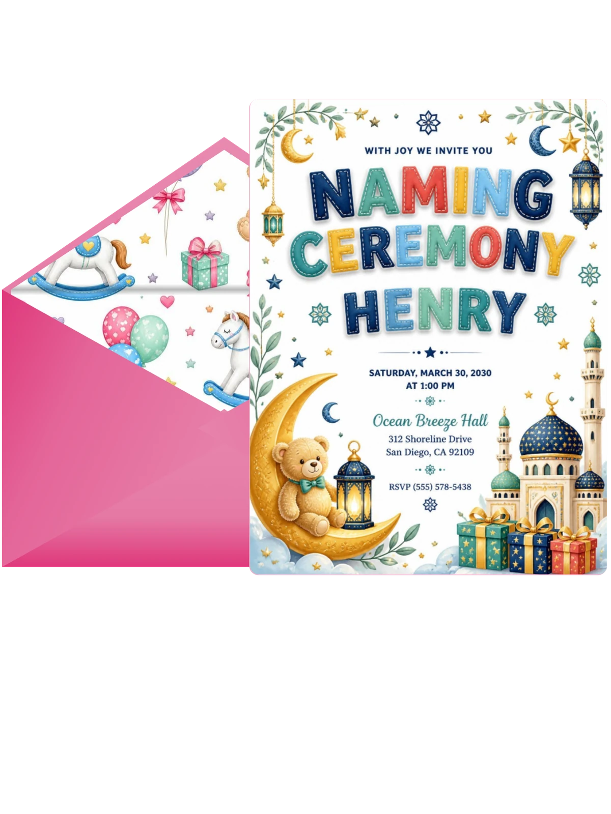 Teddy Bear Naming Ceremony Invitation