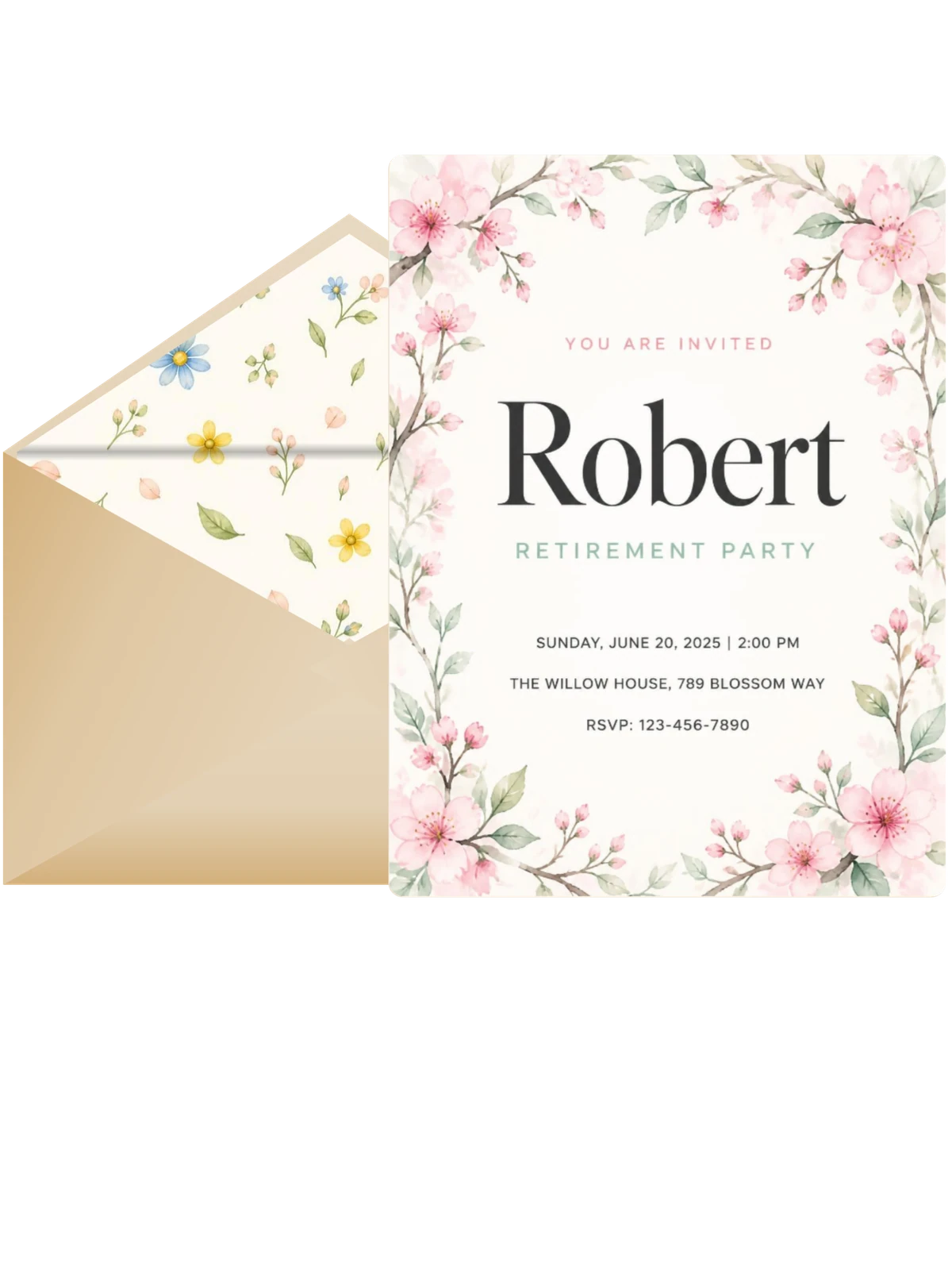 Blossom Branches Retirement Party Invitation