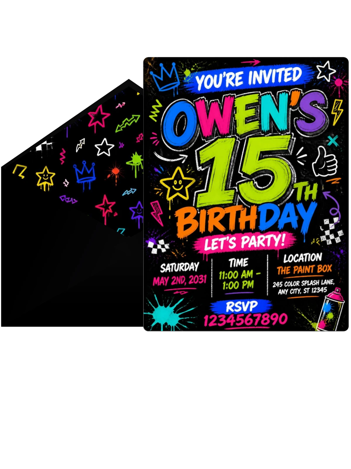 Graffiti Street Art 15th Birthday Invitation