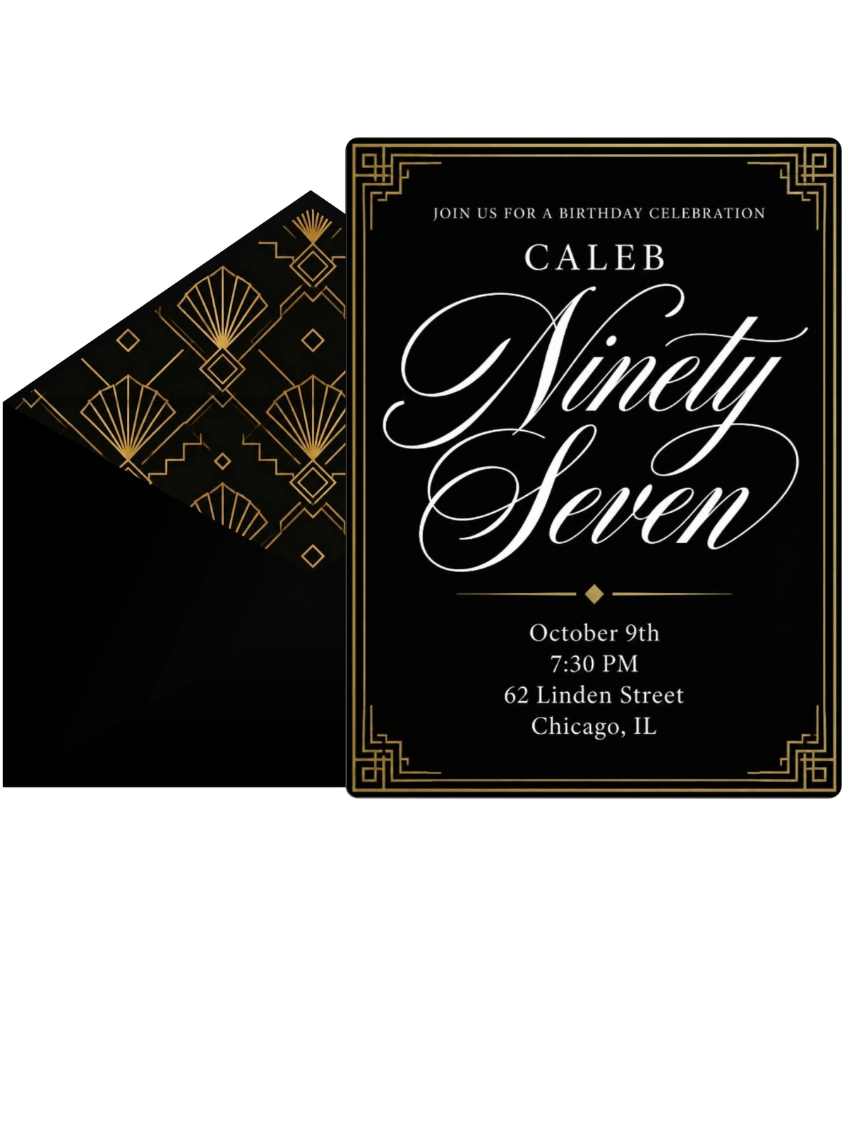 Art Deco 97th Birthday Invitation