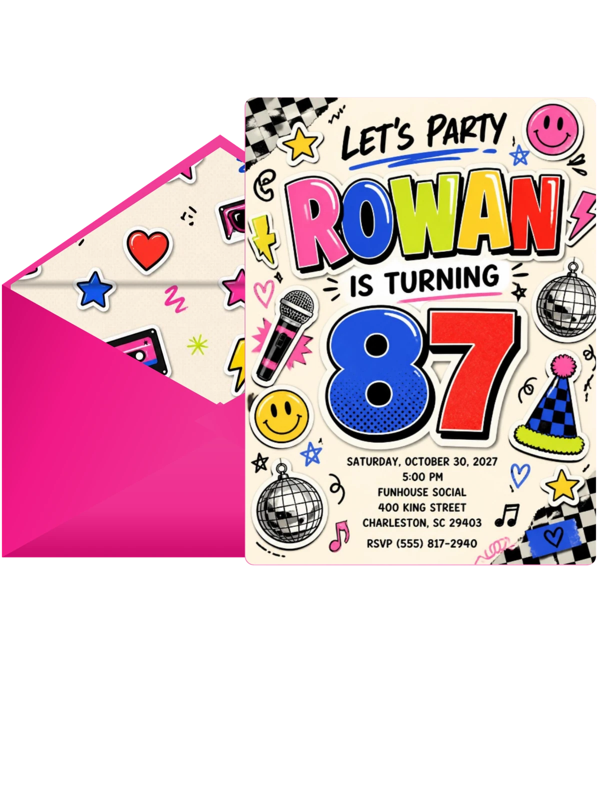 Sticker Pop 87th Birthday Invitation