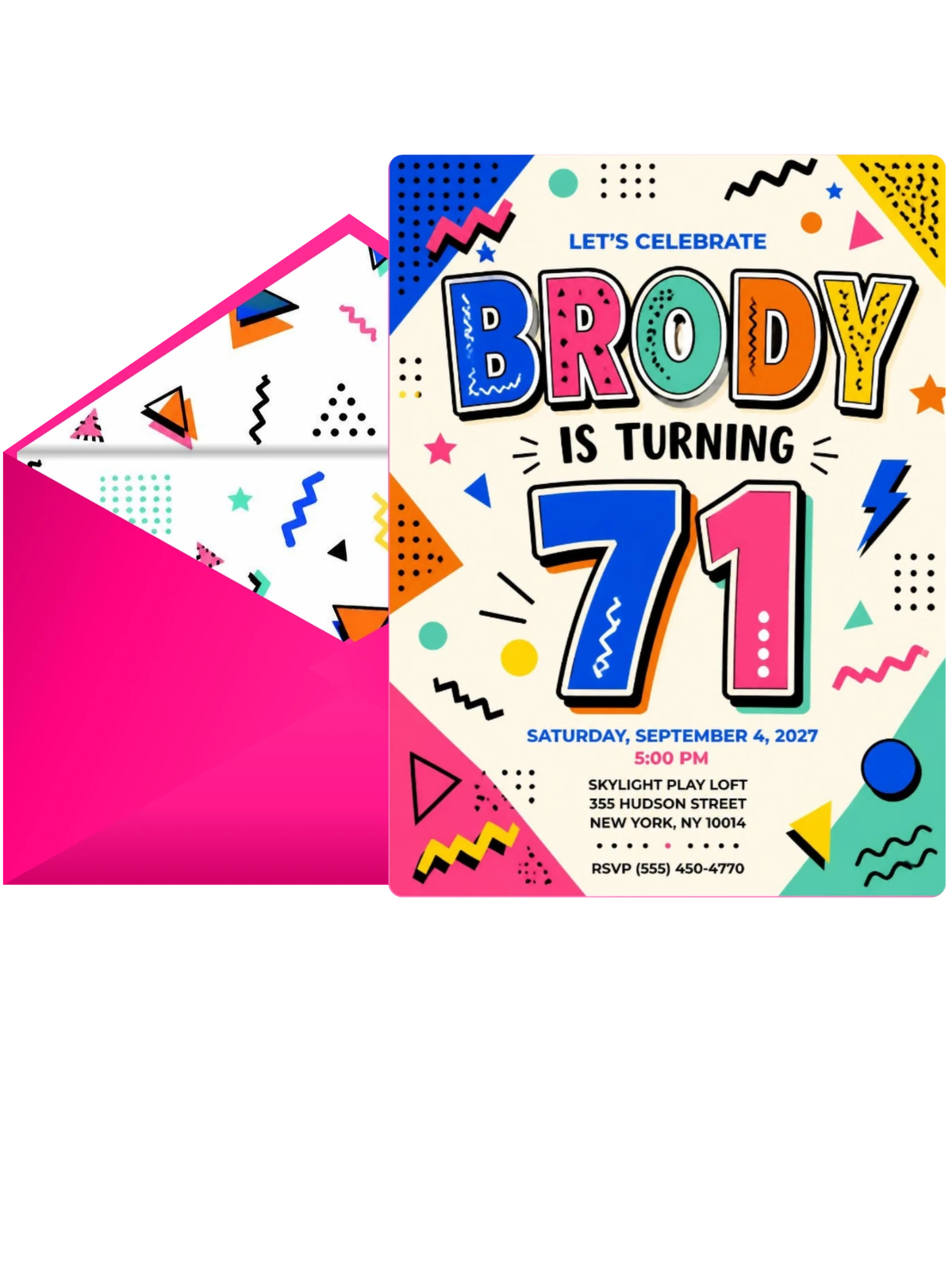 Memphis Pop 71st Birthday Invitation