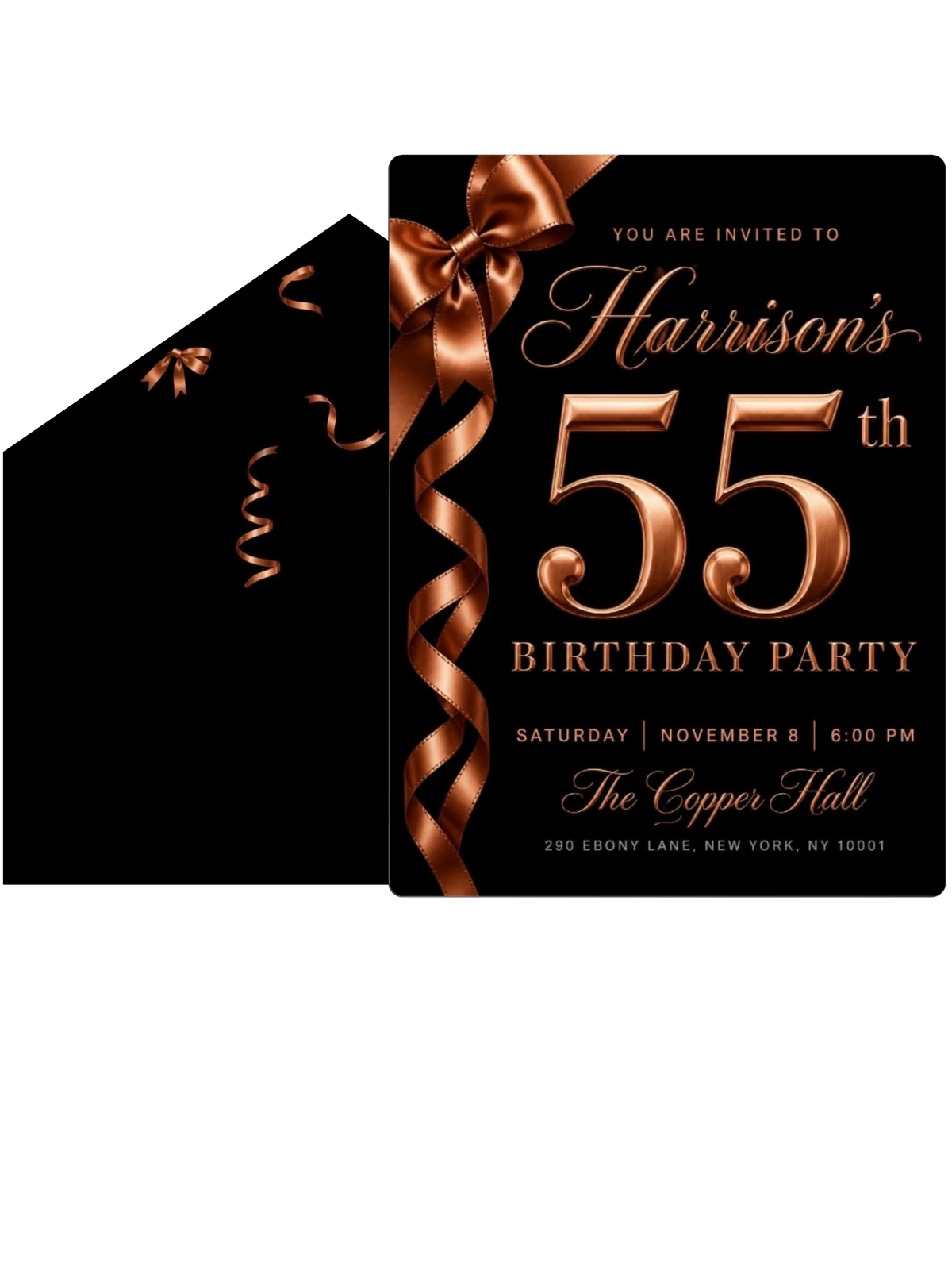 Copper Ribbon Matte Black Birthday