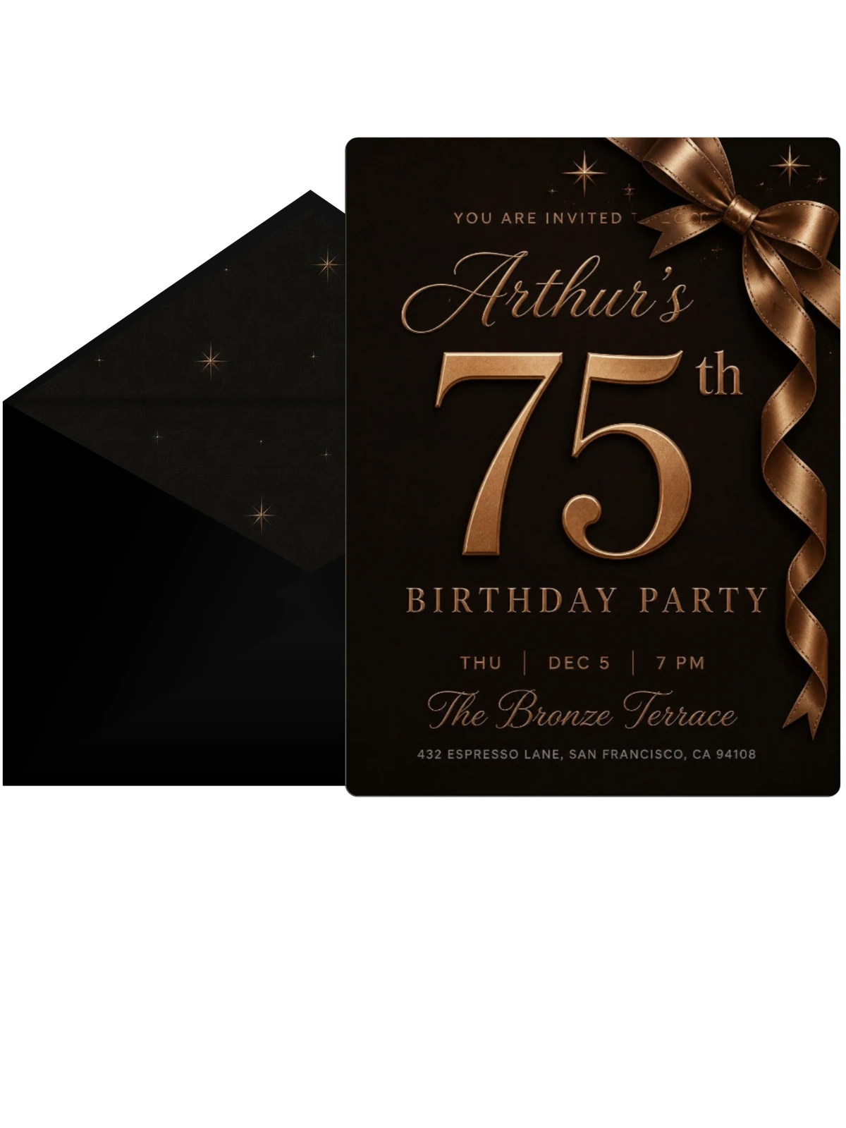 Bronze Ribbon Metallic 75th Birthday