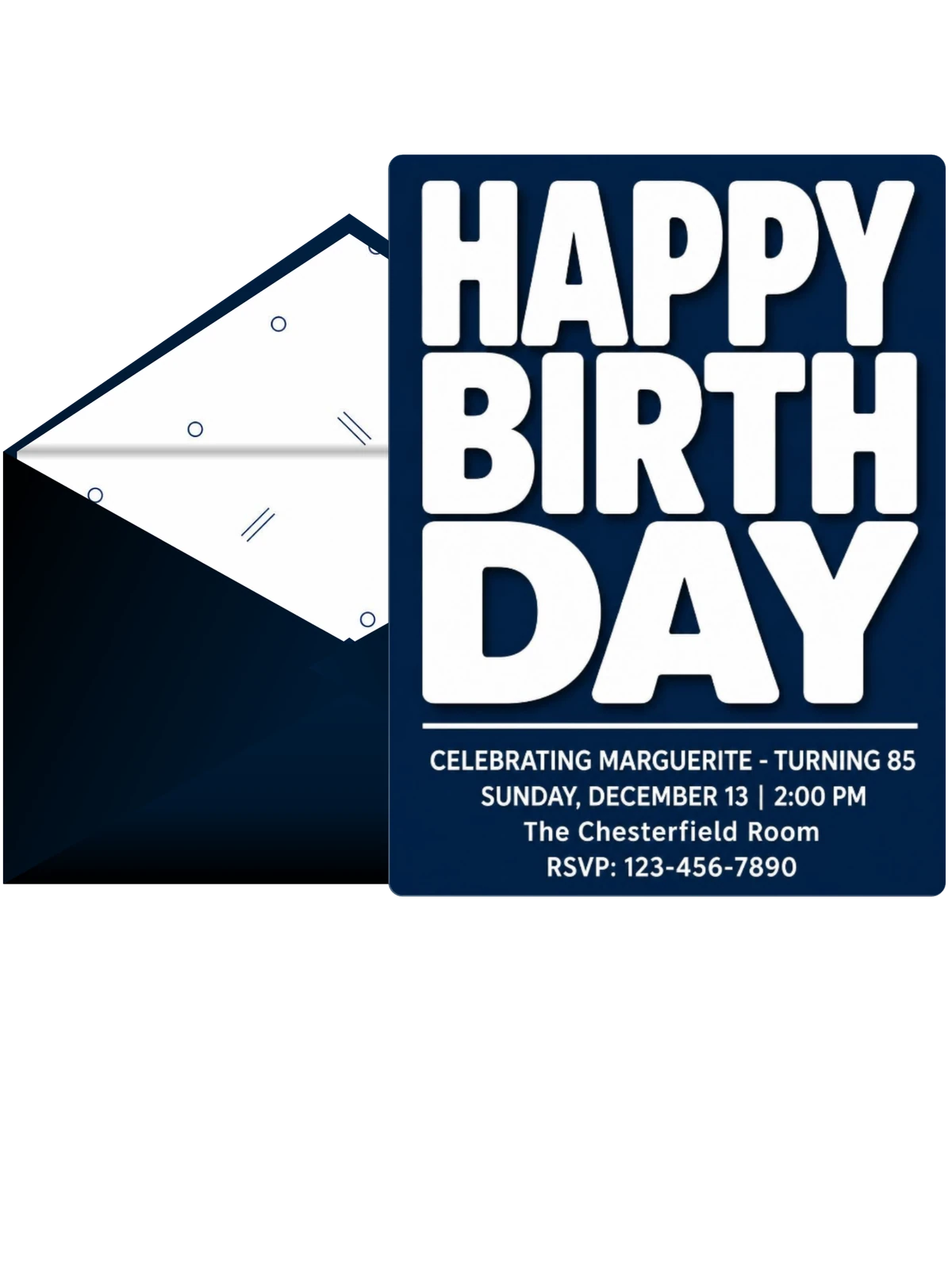 Navy and White Bold Typographic Birthday
