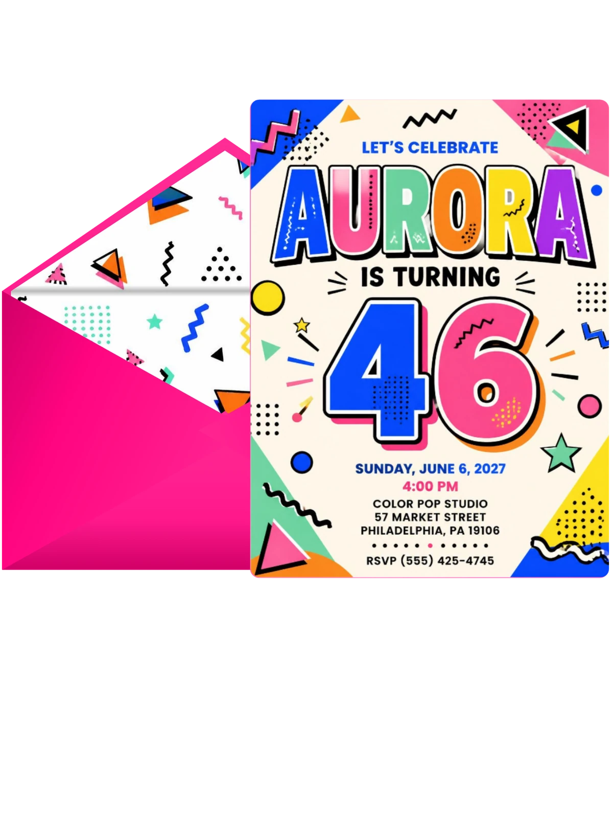 Memphis Pop 46th Birthday Invitation