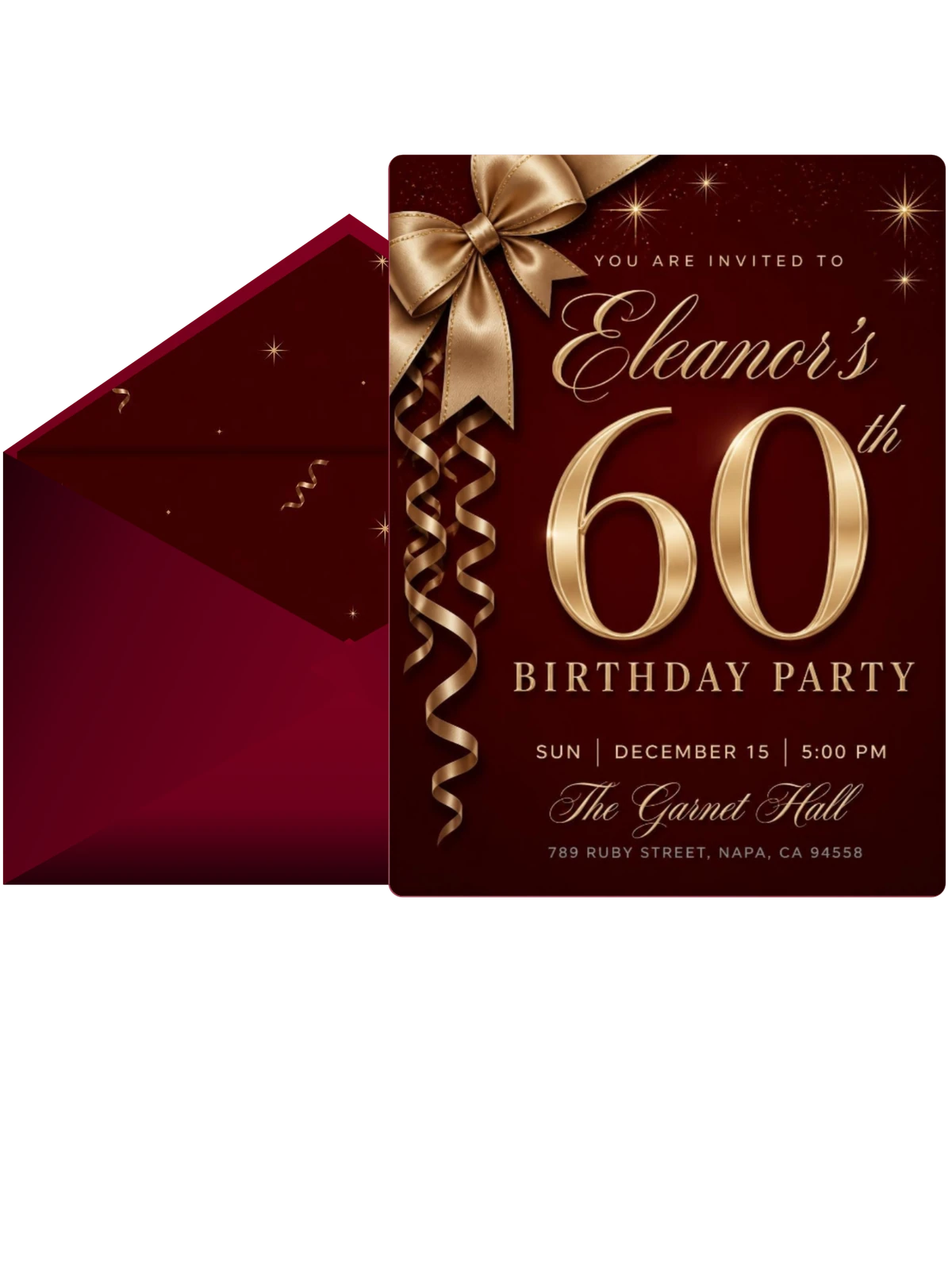 Garnet Gold Ribbon 60th Birthday