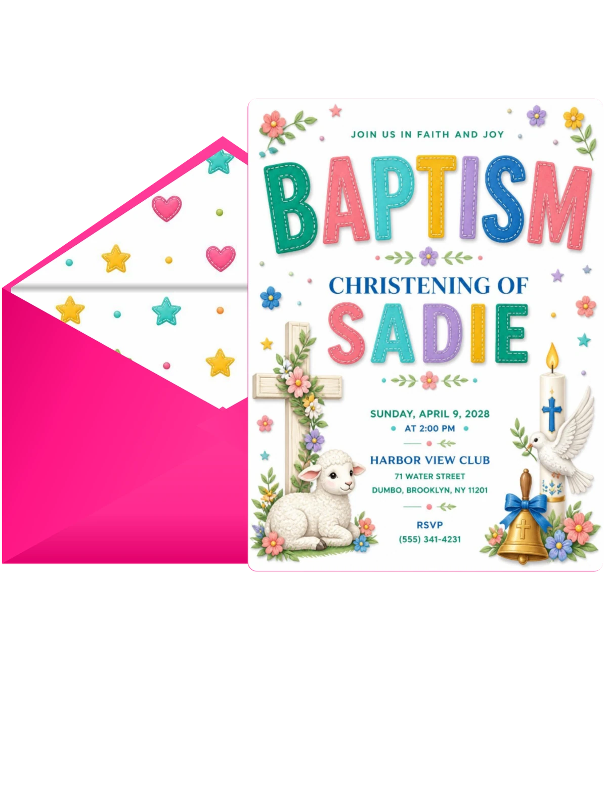 Wooden Cross Baptism Invitation