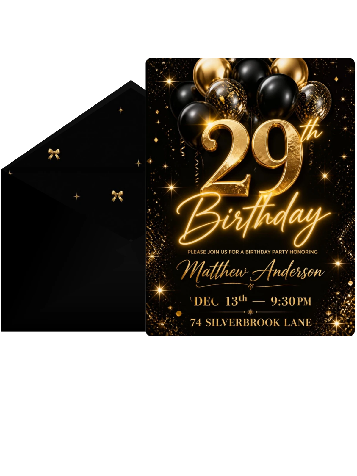 Black and Gold Balloon 29th Birthday