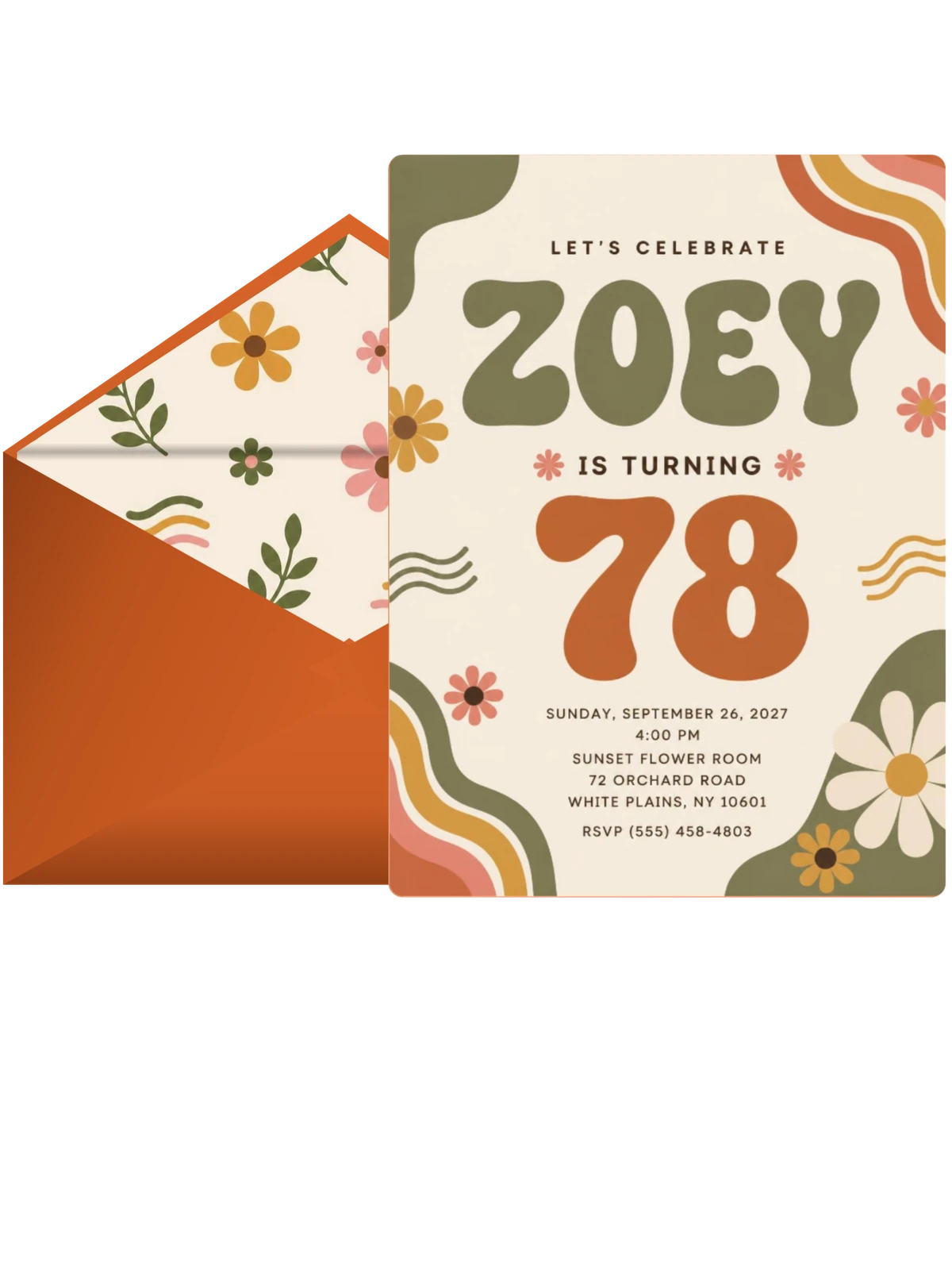 Groovy Retro 78th Birthday Invitation