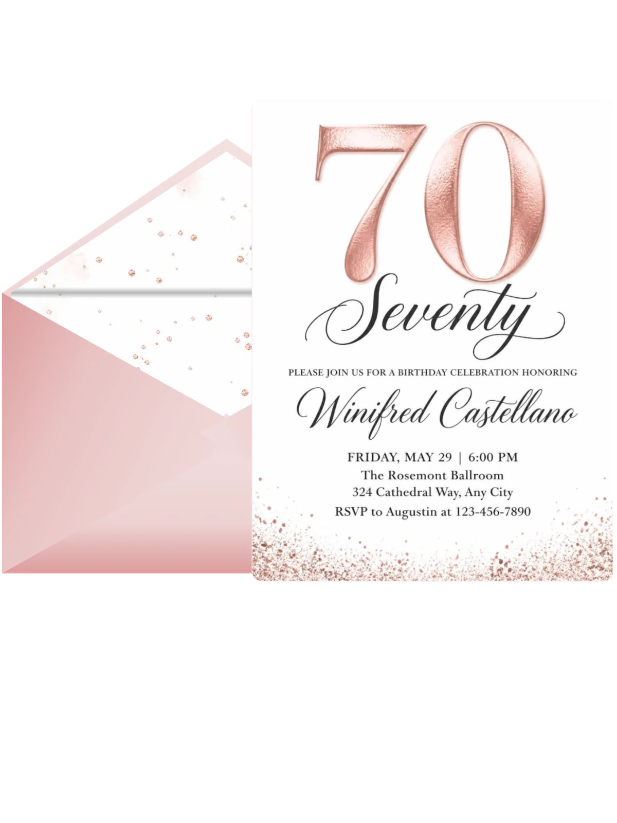 Rose Gold Foil 70th Birthday