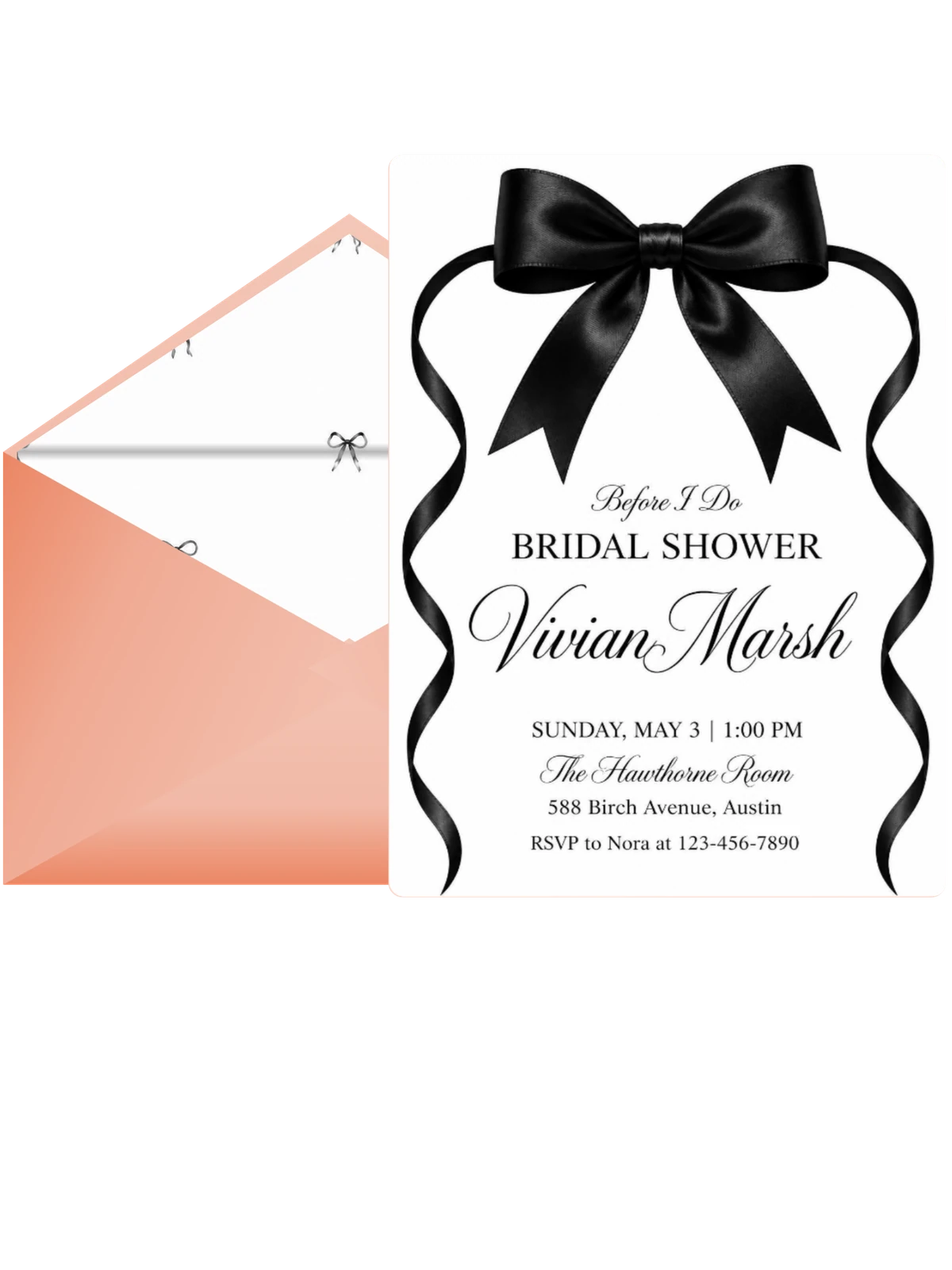 Black Satin Bow Bridal Shower