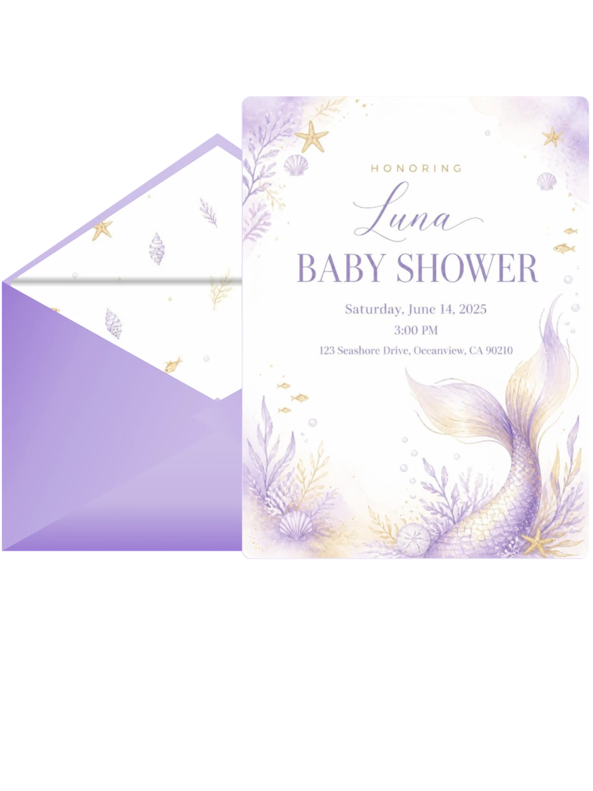 Lavender Watercolor Mermaid Baby Shower