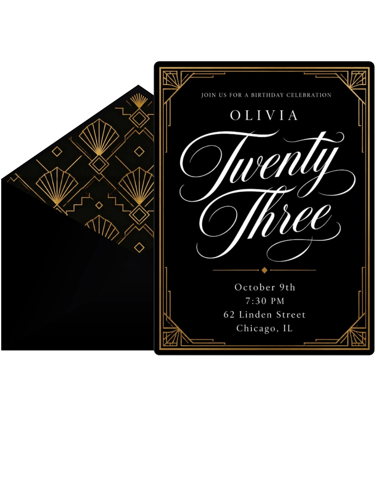 Art Deco 23rd Birthday Invitation