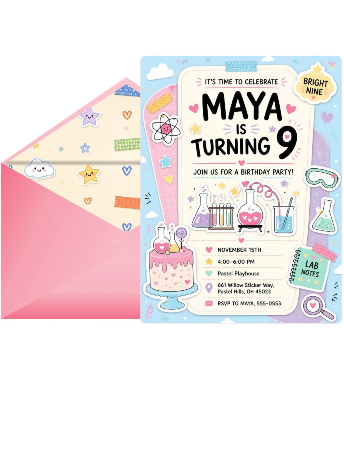 Science Lab 9th Birthday Invitation