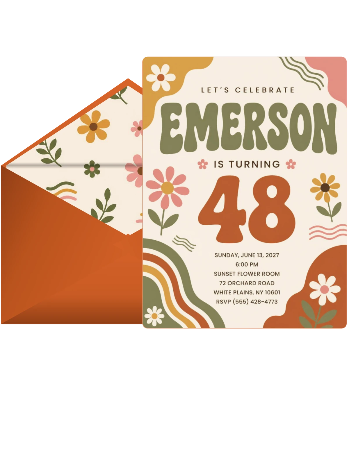 Groovy Retro 48th Birthday Invitation